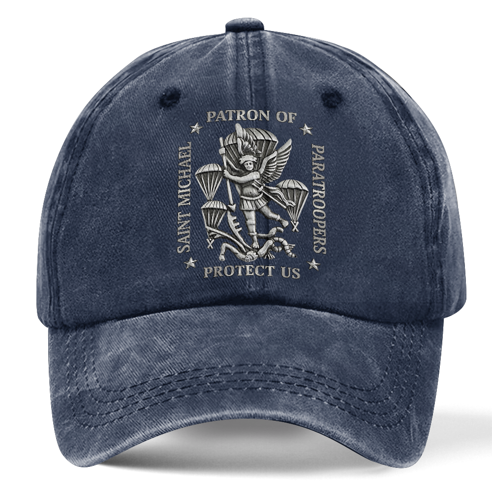 Personalizable Saint Michael Patron Of Paratroopers Washed Cap