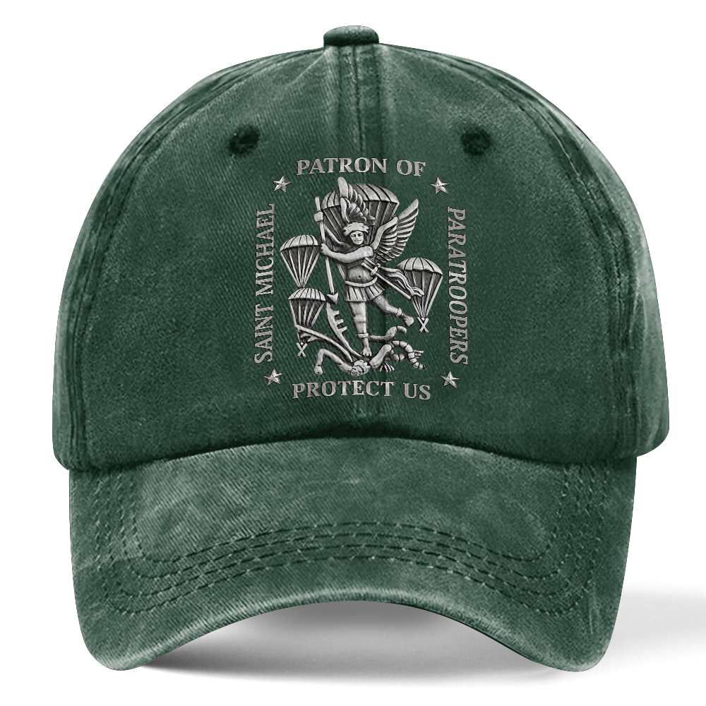 Personalizable Saint Michael Patron Of Paratroopers Washed Cap