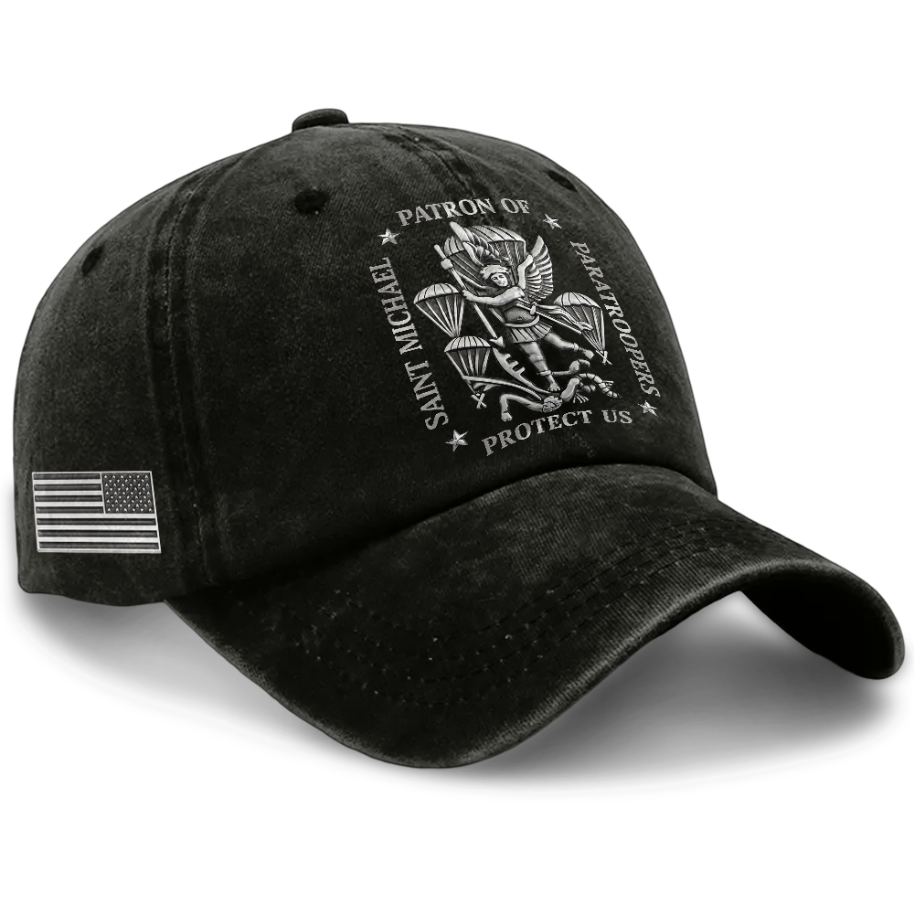 Personalizable Saint Michael Patron Of Paratroopers Washed Cap