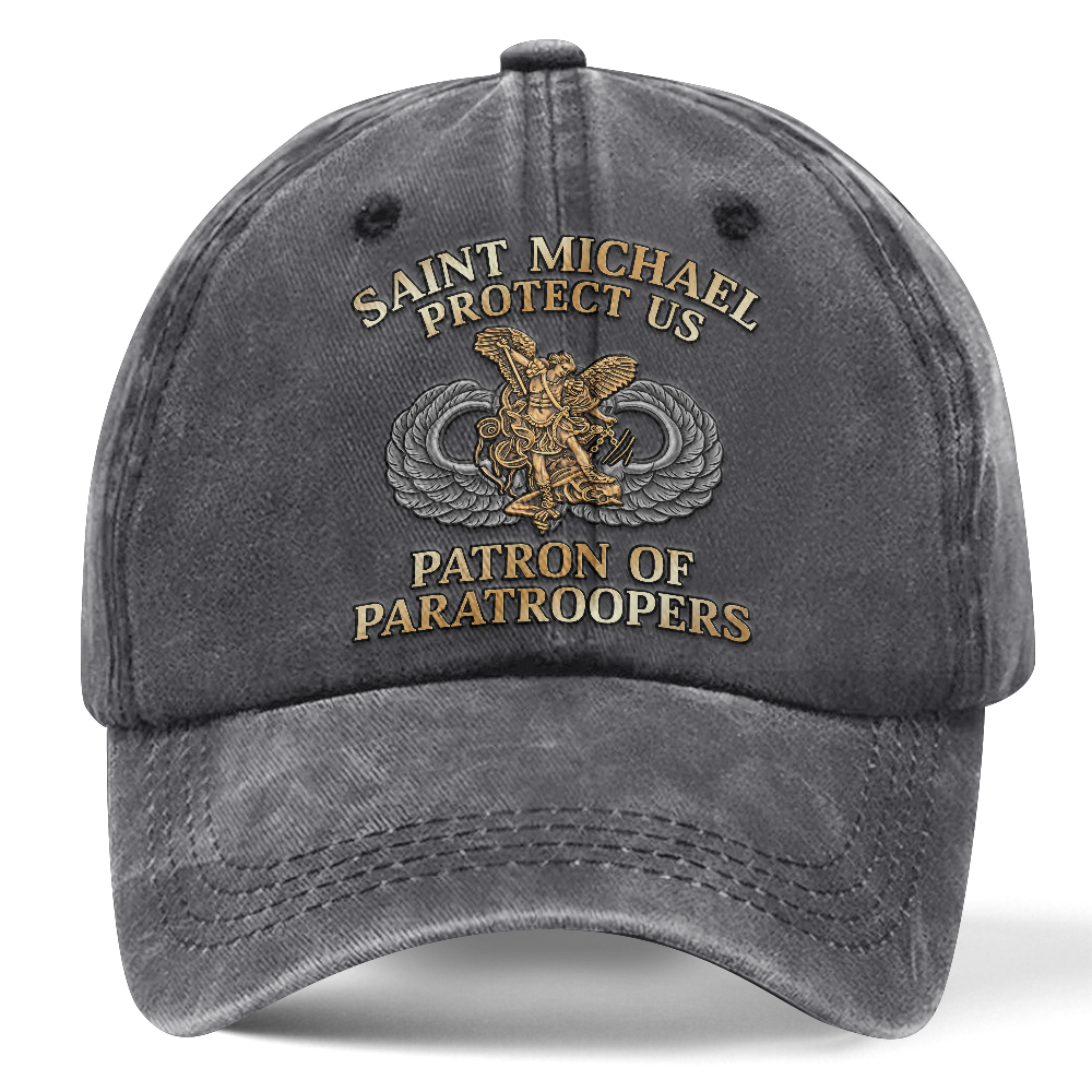 Personalizable Saint Michael Patron Of Paratroopers Washed Cap