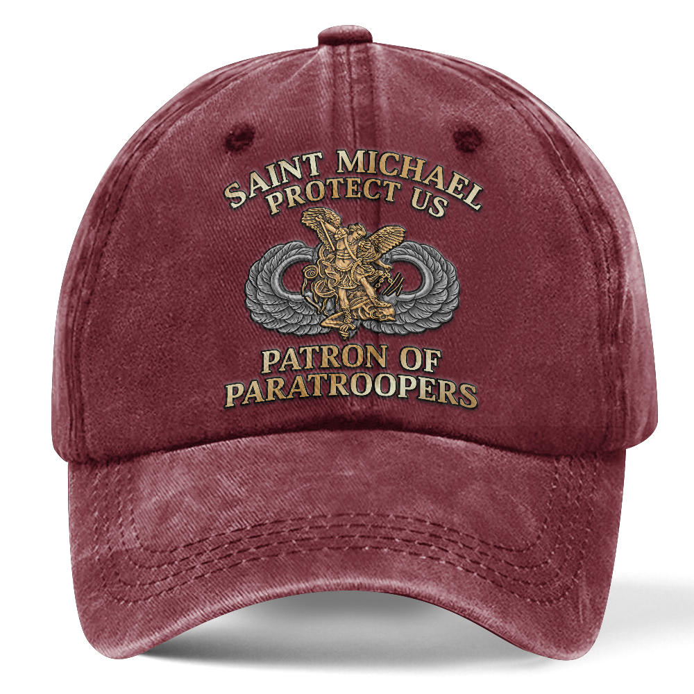 Personalizable Saint Michael Patron Of Paratroopers Washed Cap