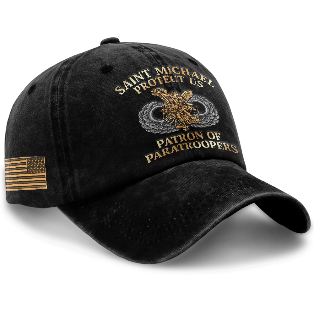 Personalizable Saint Michael Patron Of Paratroopers Washed Cap