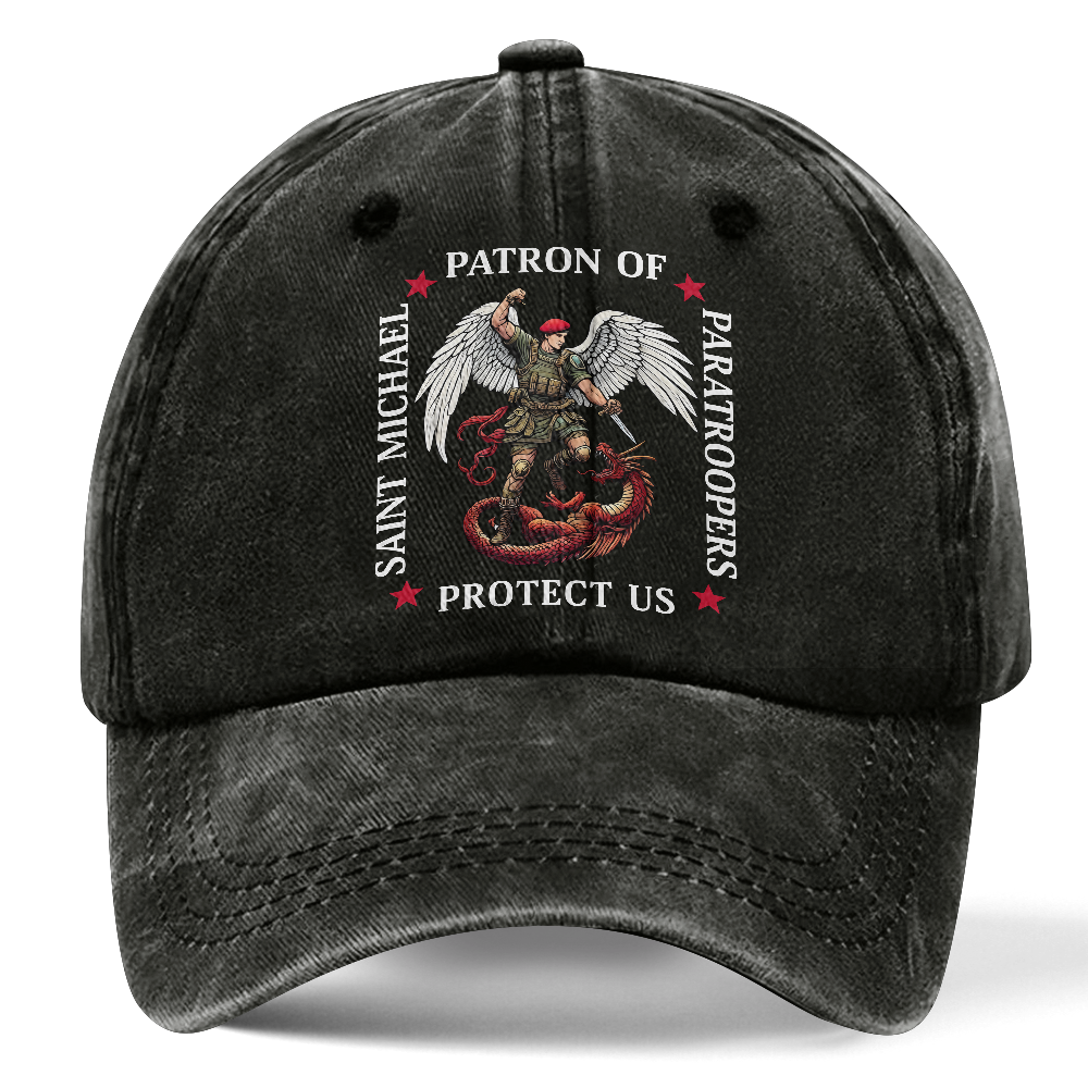 Personalizable Saint Michael Patron Of Paratroopers Washed Cap