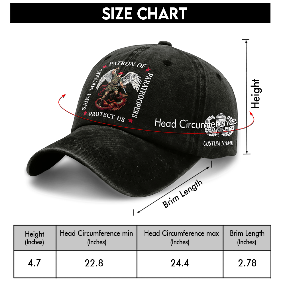 Personalizable Saint Michael Patron Of Paratroopers Washed Cap