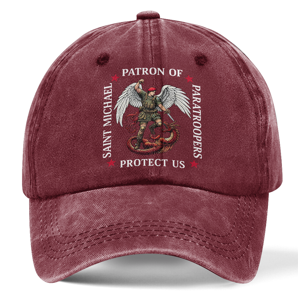 Personalizable Saint Michael Patron Of Paratroopers Washed Cap