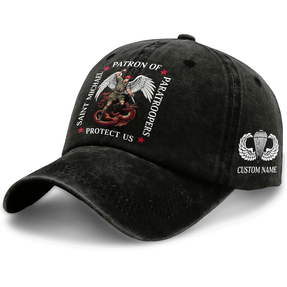 Personalizable Saint Michael Patron Of Paratroopers Washed Cap