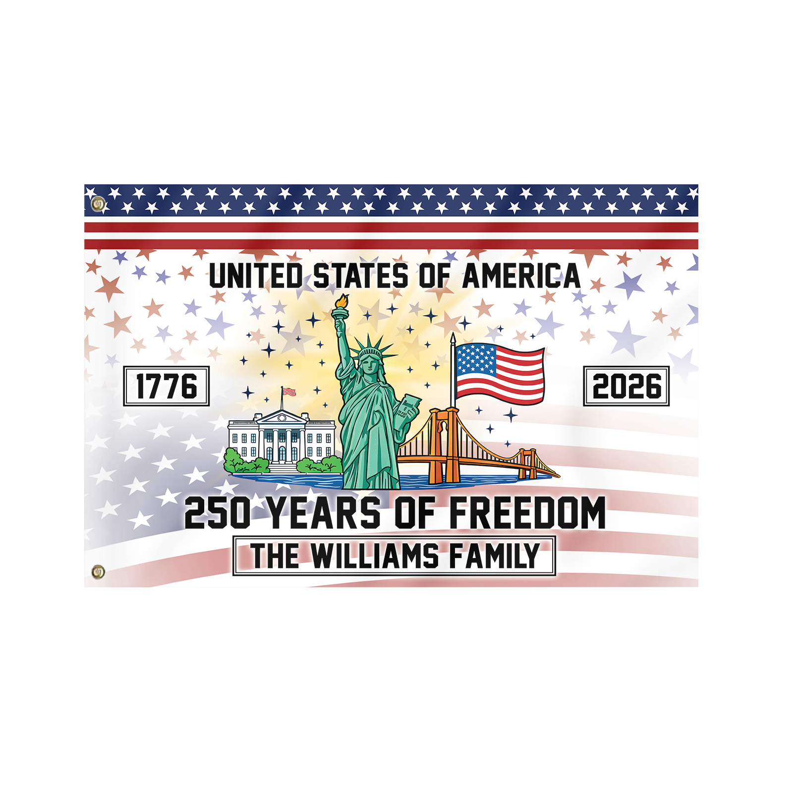 Personalizable America 250 Years House Flag