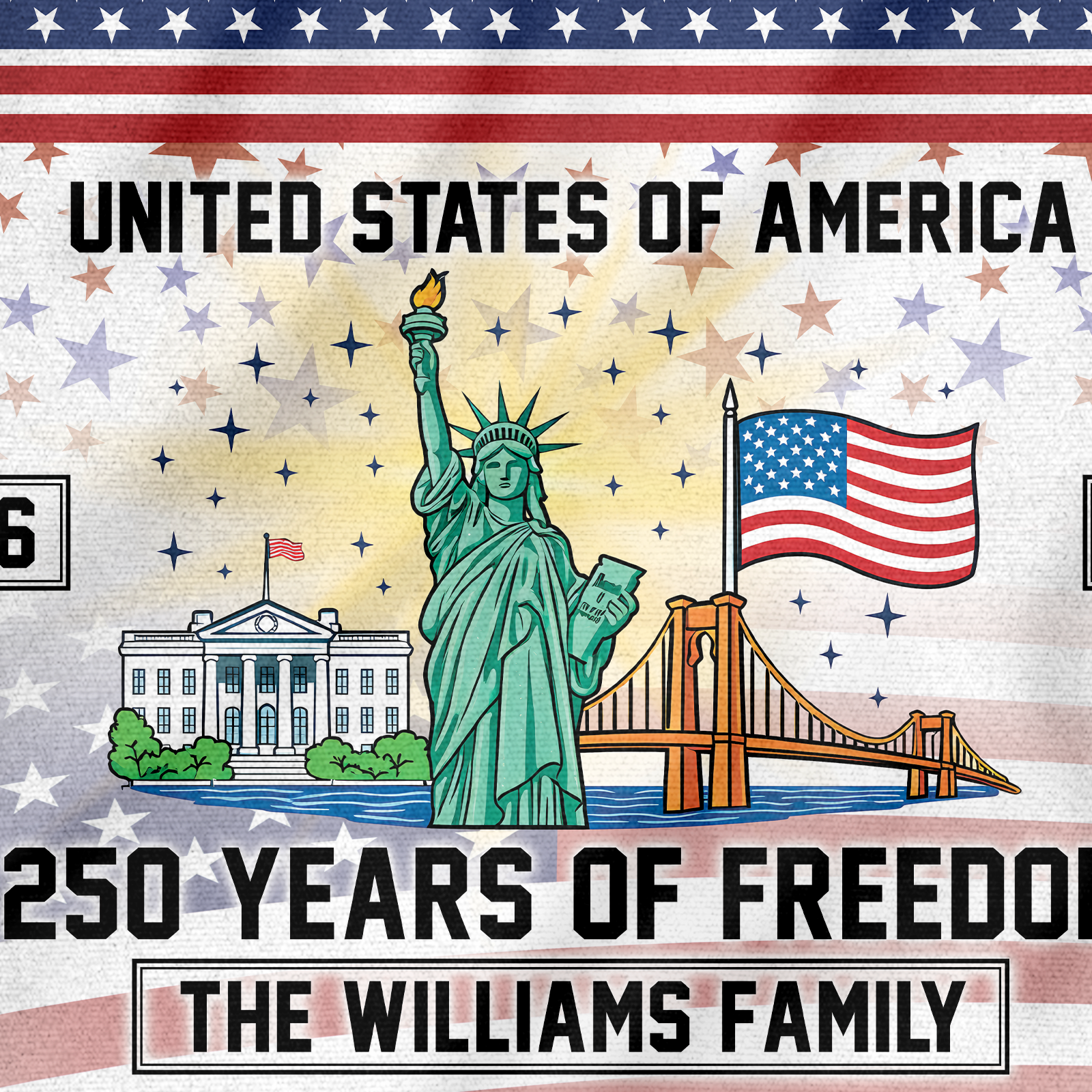 Personalizable America 250 Years House Flag