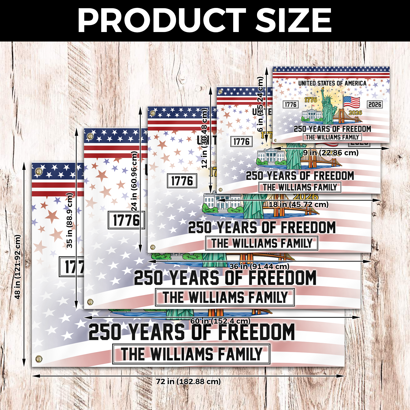 Personalizable America 250 Years House Flag