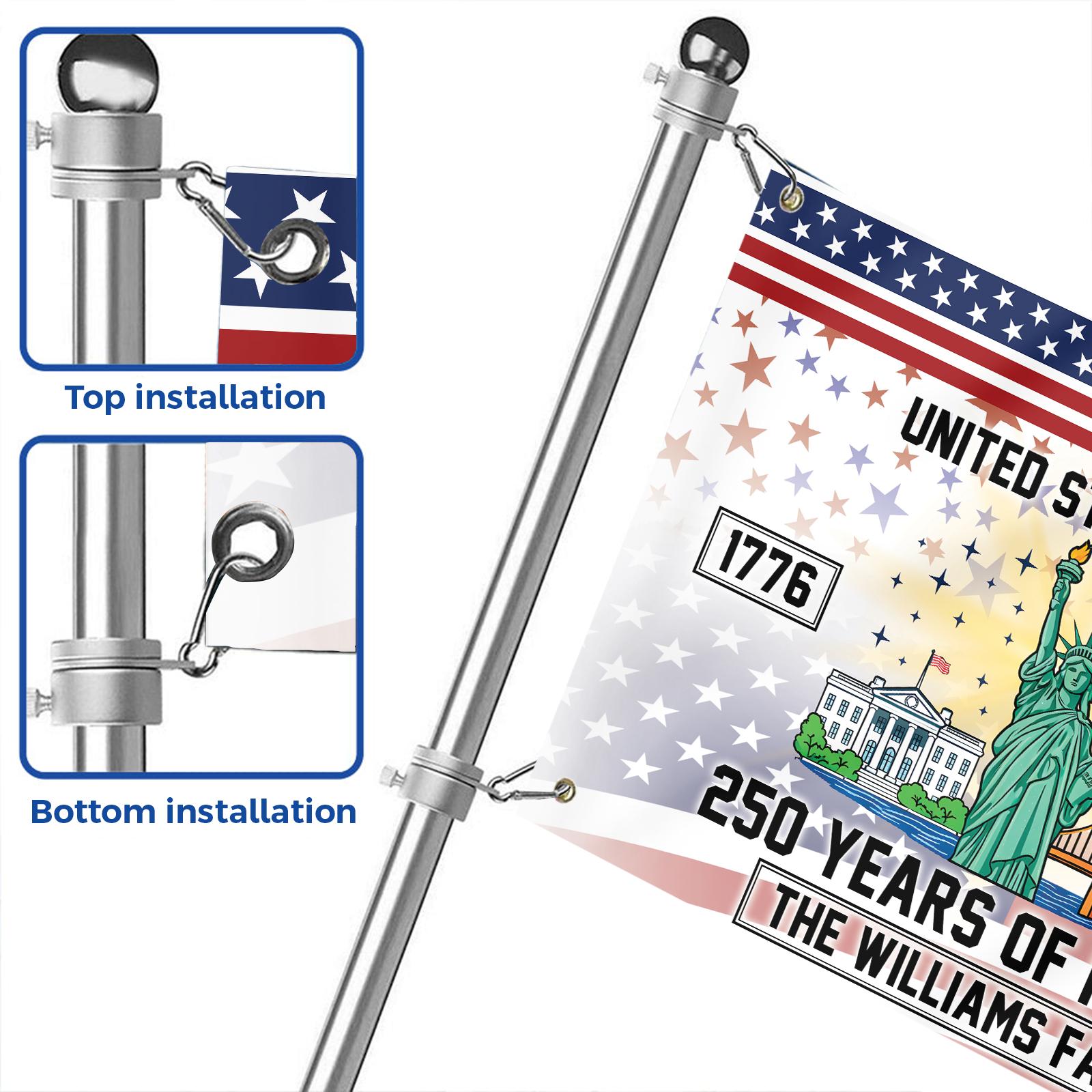 Personalizable America 250 Years House Flag