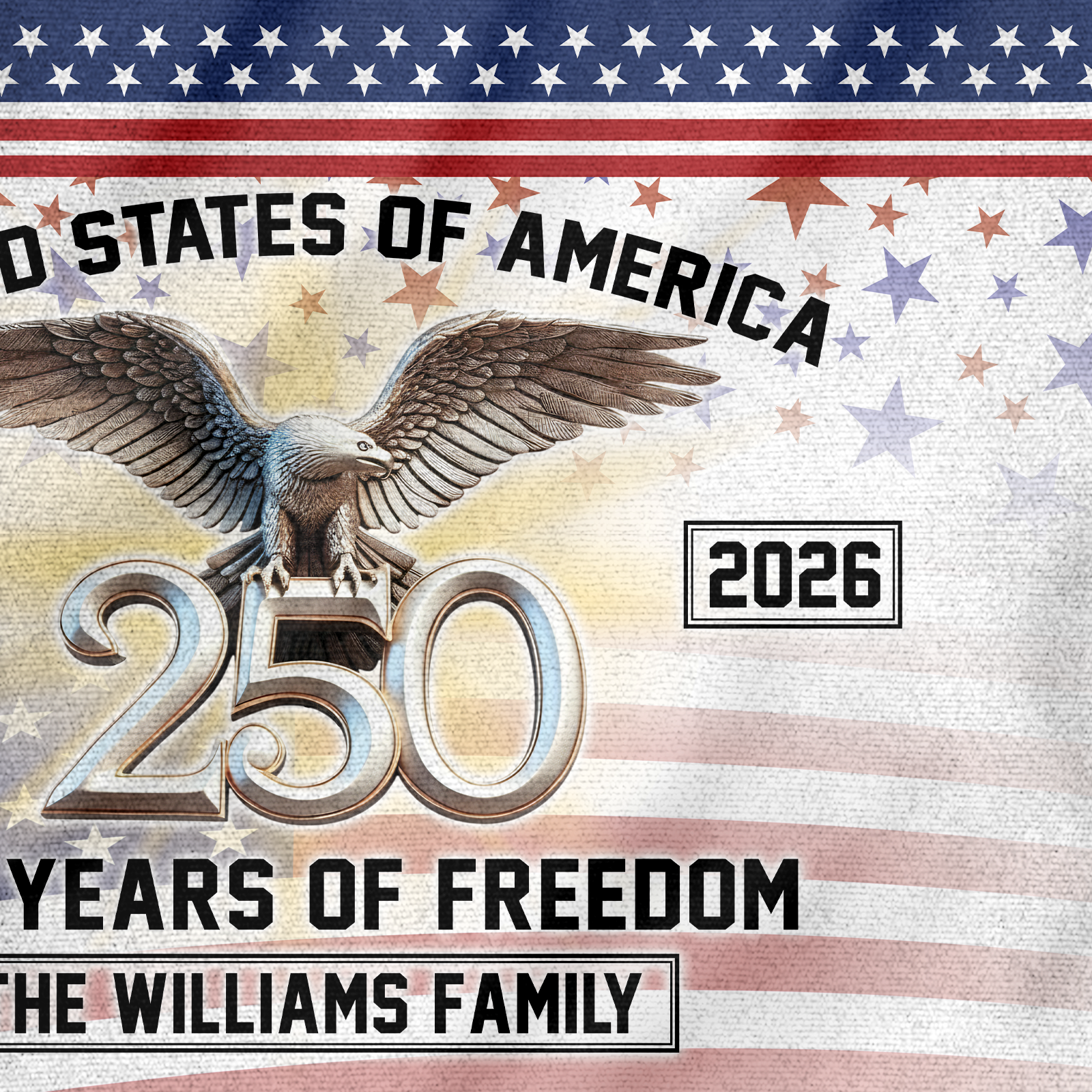 Personalizable America 250 Years House Flag