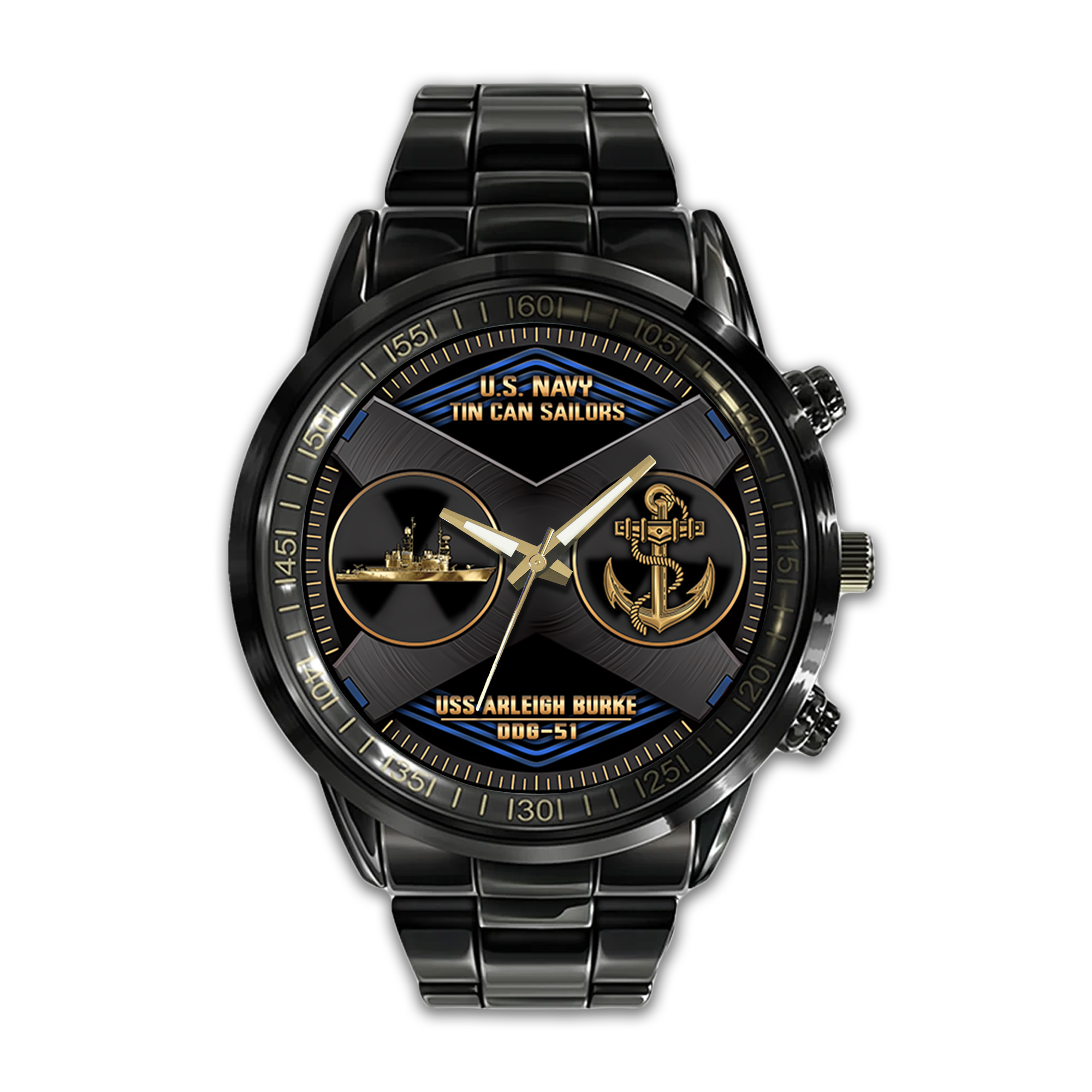 Personalizable Tin Can Sailors Stainless Steel Watch