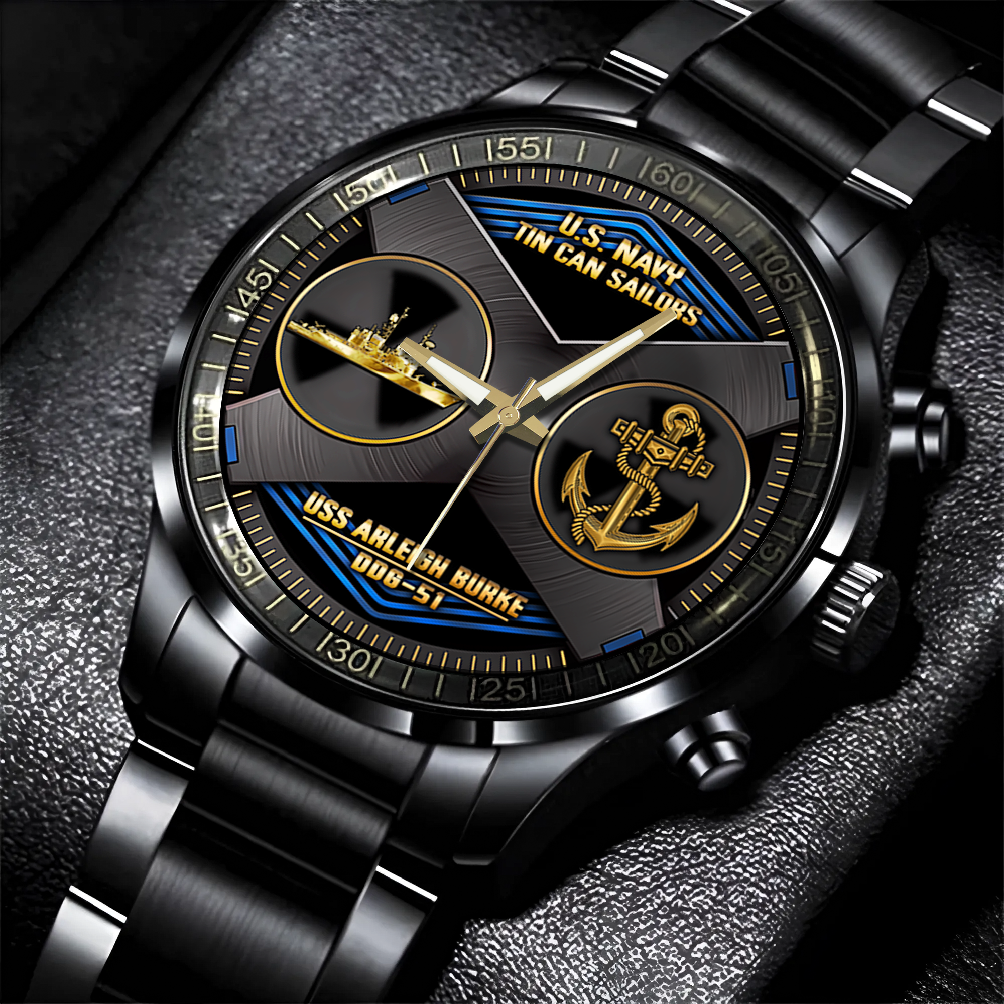 Personalizable Tin Can Sailors Stainless Steel Watch