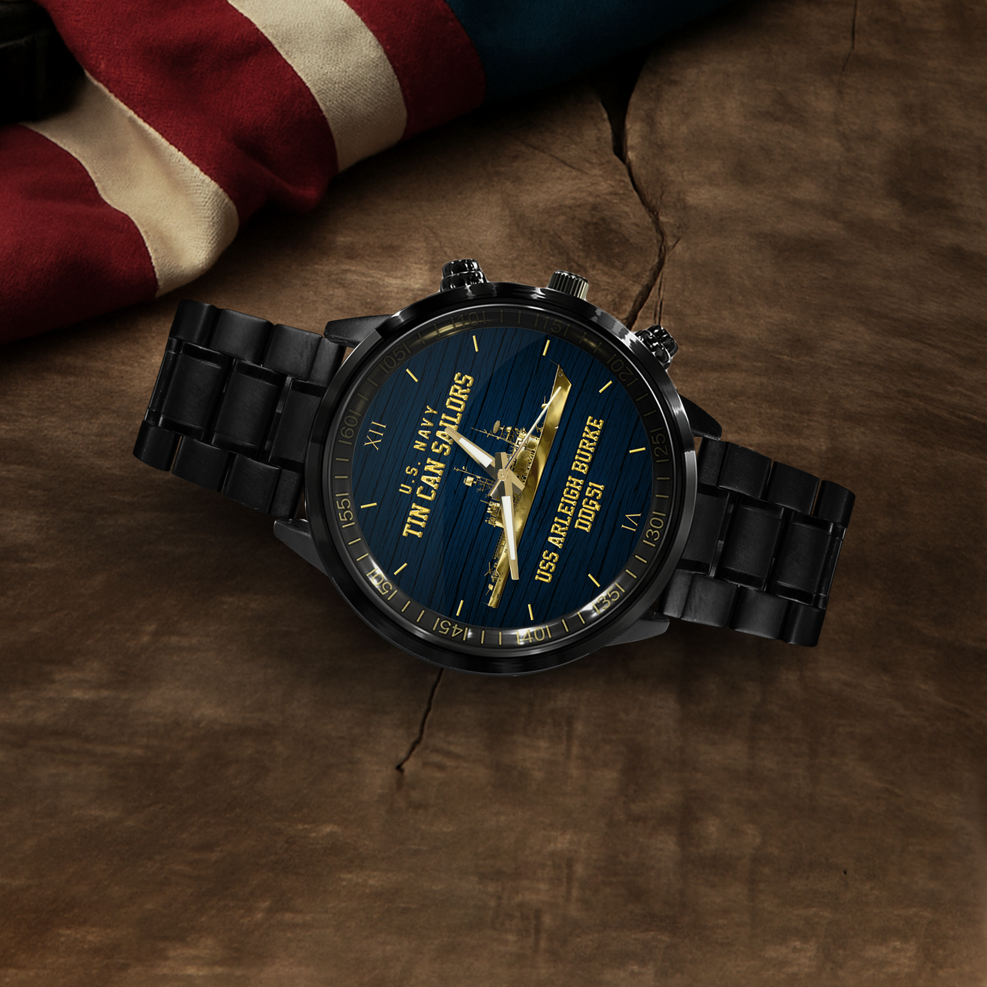 Personalizable Tin Can Sailors Stainless Steel Watch