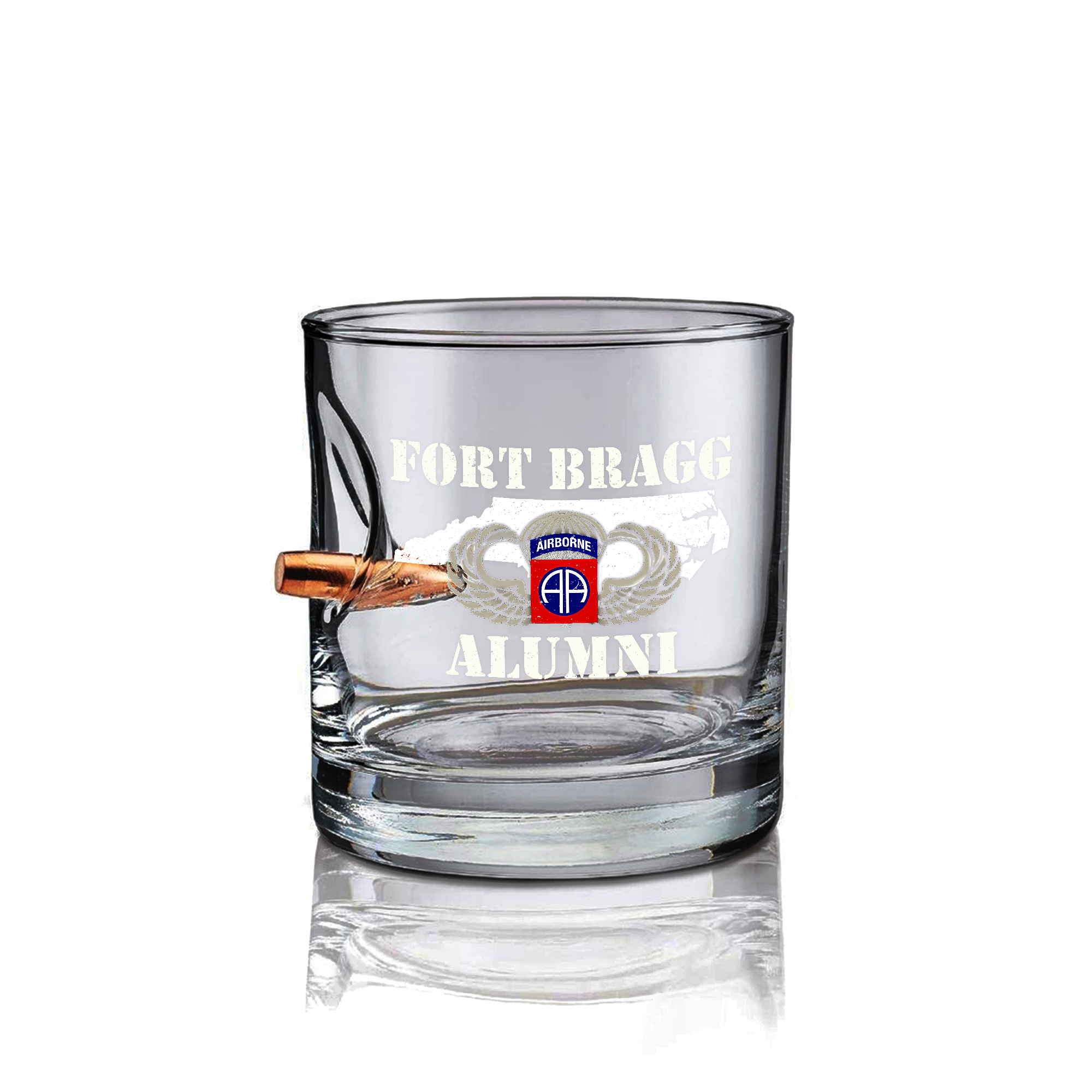 Fort Bragg Alumni Bullet Whiskey Glass