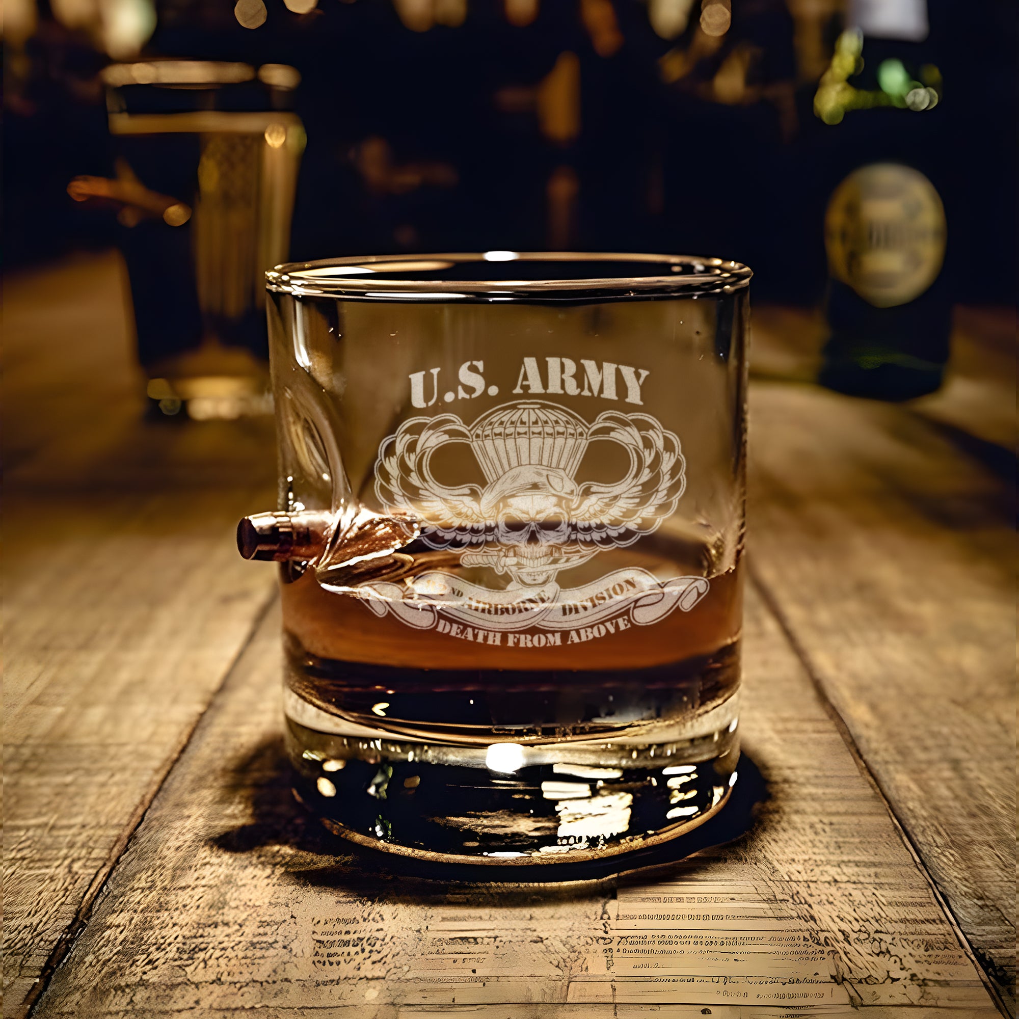 82nd Airborne Death From Above Bullet Whiskey Glass