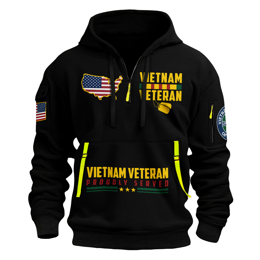 Vietnam Veteran Protect My Family Quarter Zip Hoodie