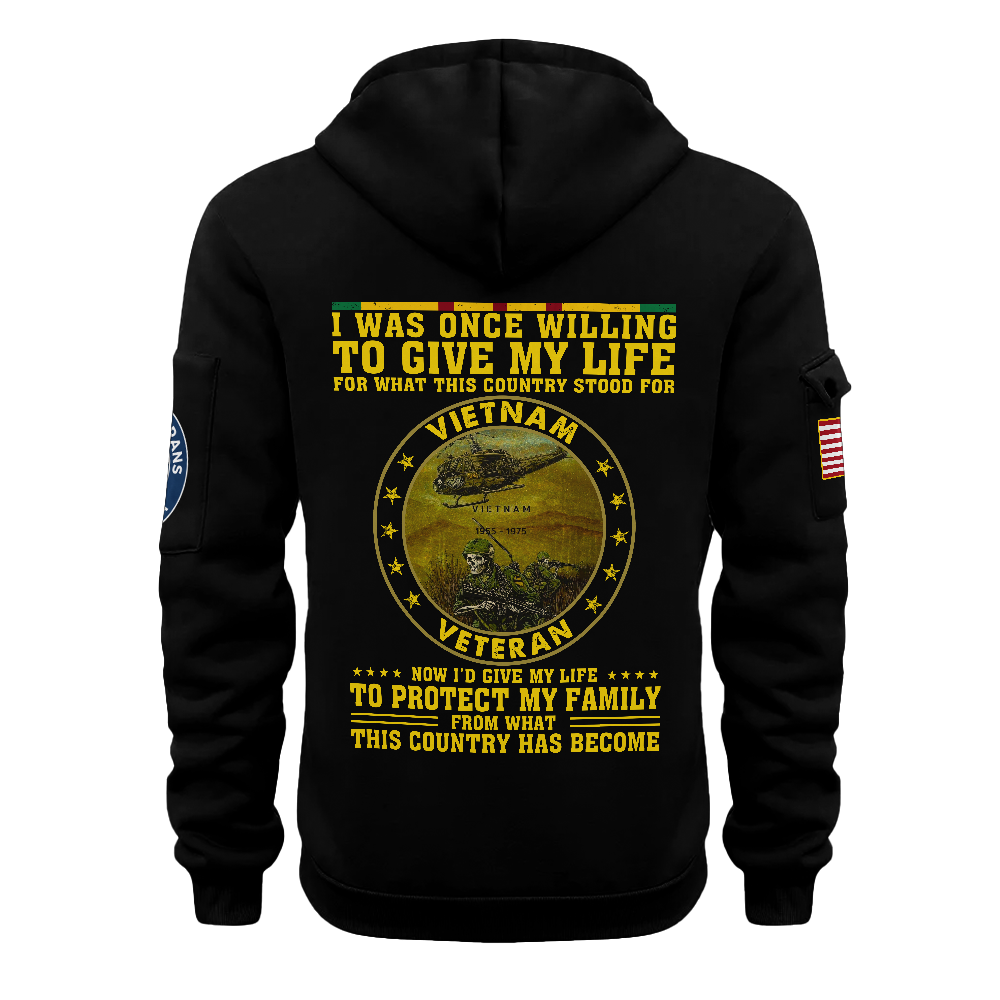 Vietnam Veteran Protect My Family Quarter Zip Hoodie