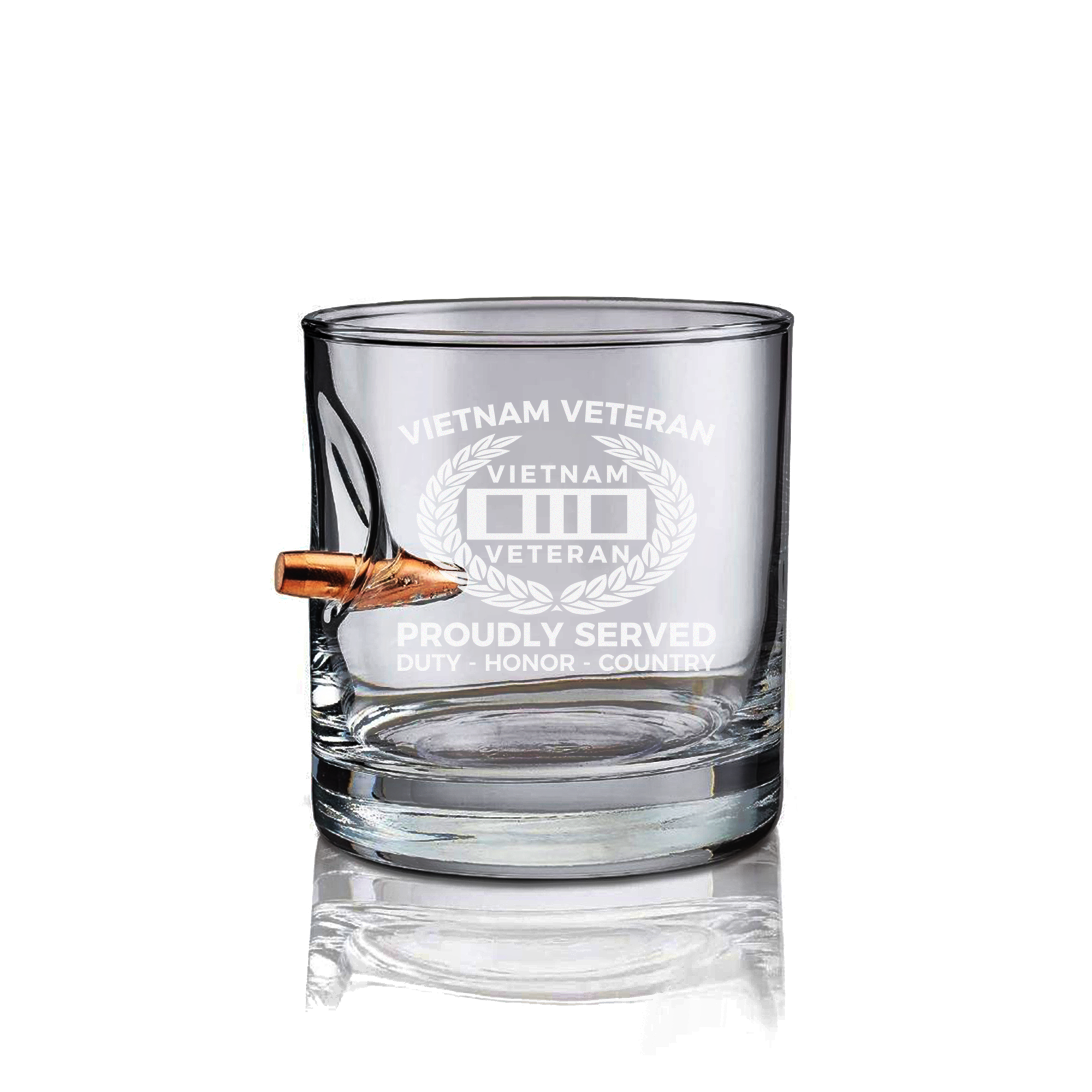 Vietnam Veteran Proudly Served Bullet Whiskey Glass