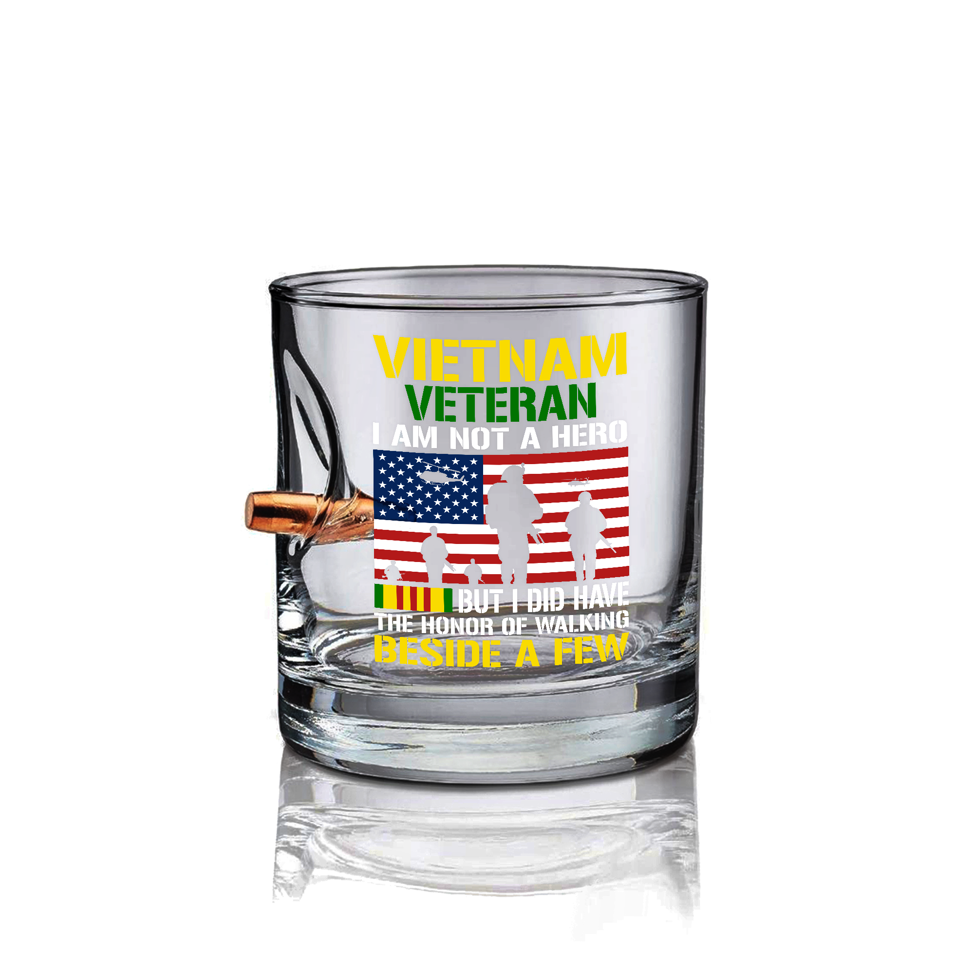 Vietnam Veteran I Am Not a Hero  Bullet Whiskey Glass