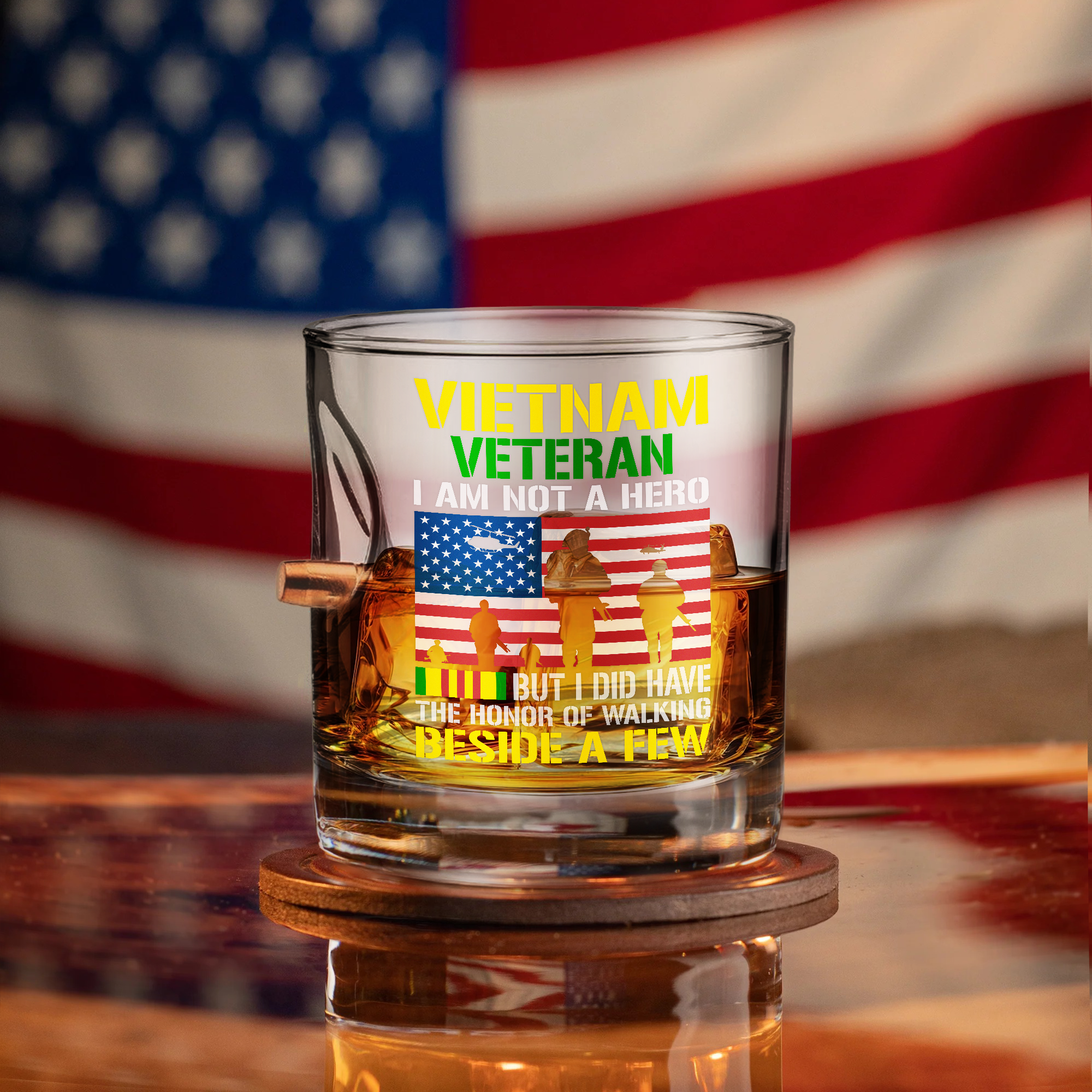 Vietnam Veteran I Am Not a Hero  Bullet Whiskey Glass