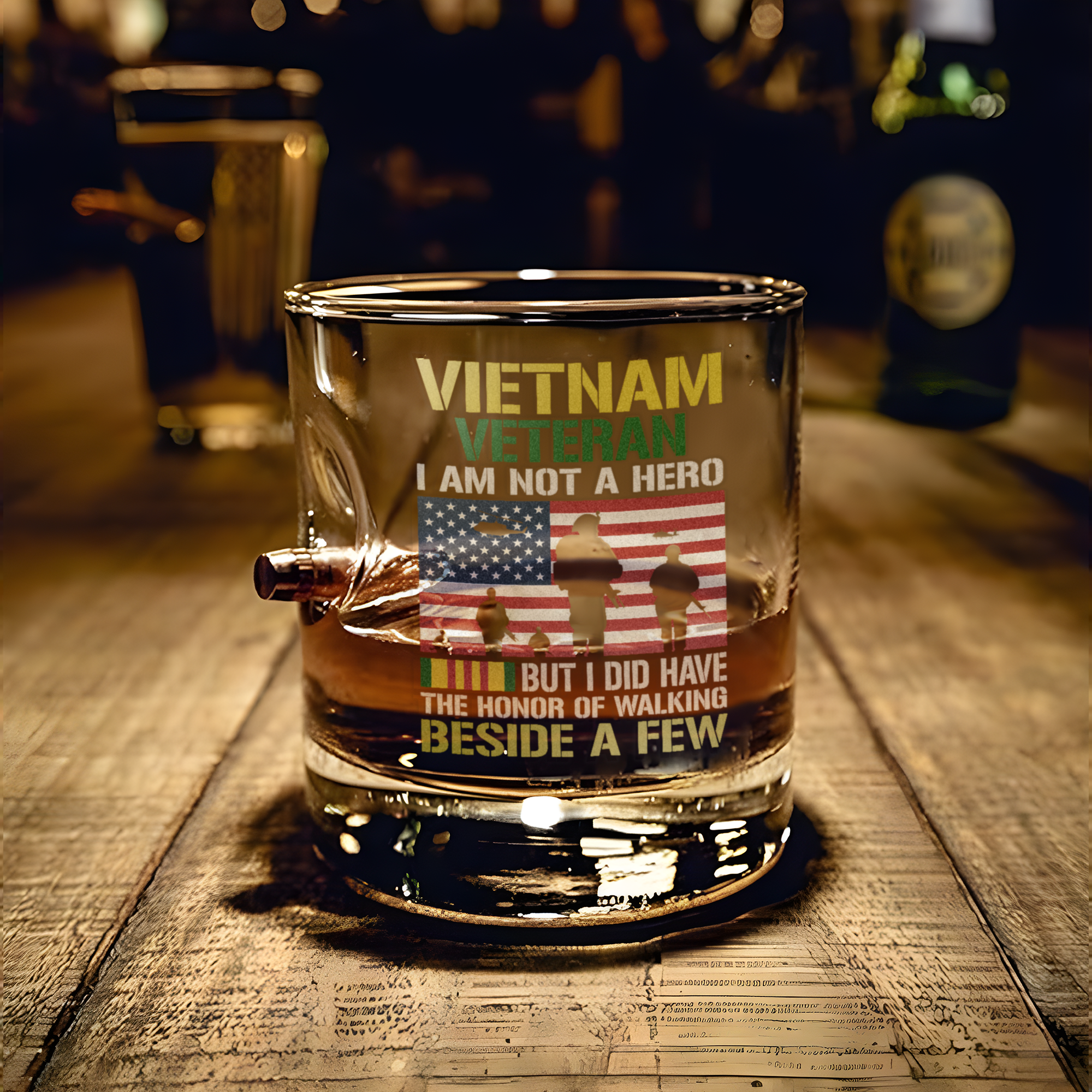 Vietnam Veteran I Am Not a Hero  Bullet Whiskey Glass