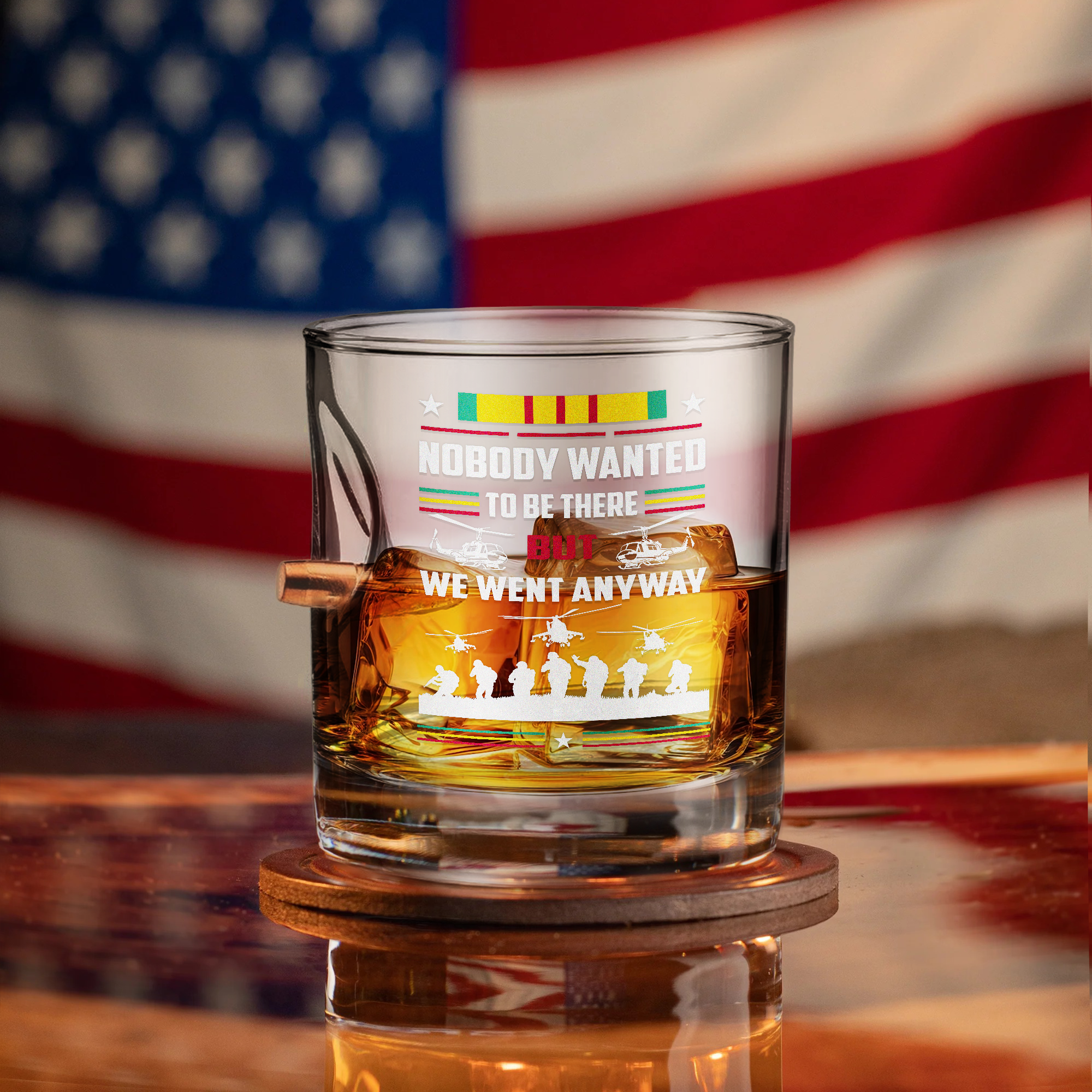 Vietnam Veteran Nobody Want To Be There Bullet Whiskey Glass