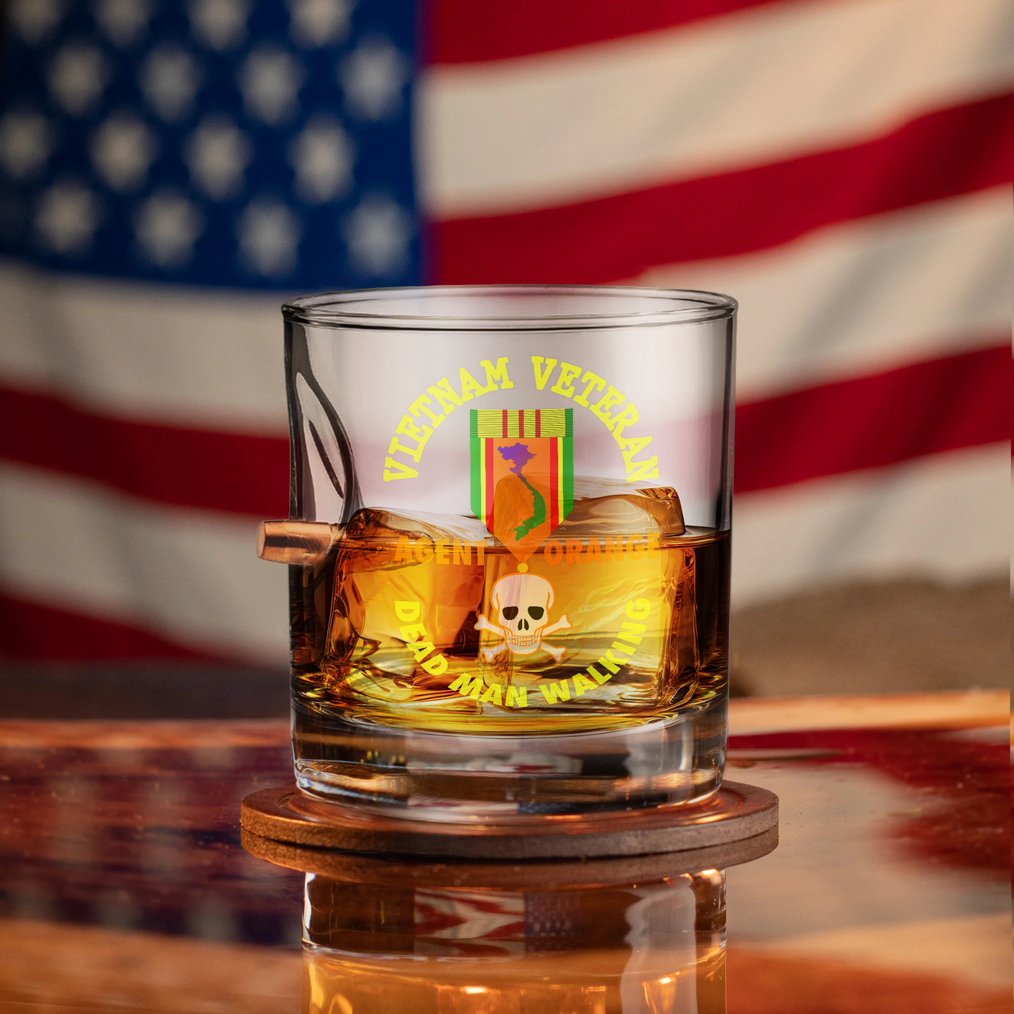 Vietnam Veteran Agent Orange Bullet Whiskey Glass