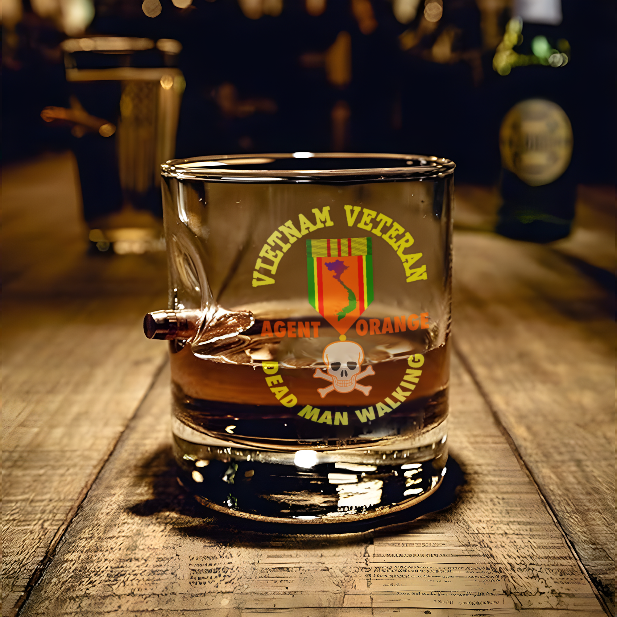 Vietnam Veteran Agent Orange Bullet Whiskey Glass