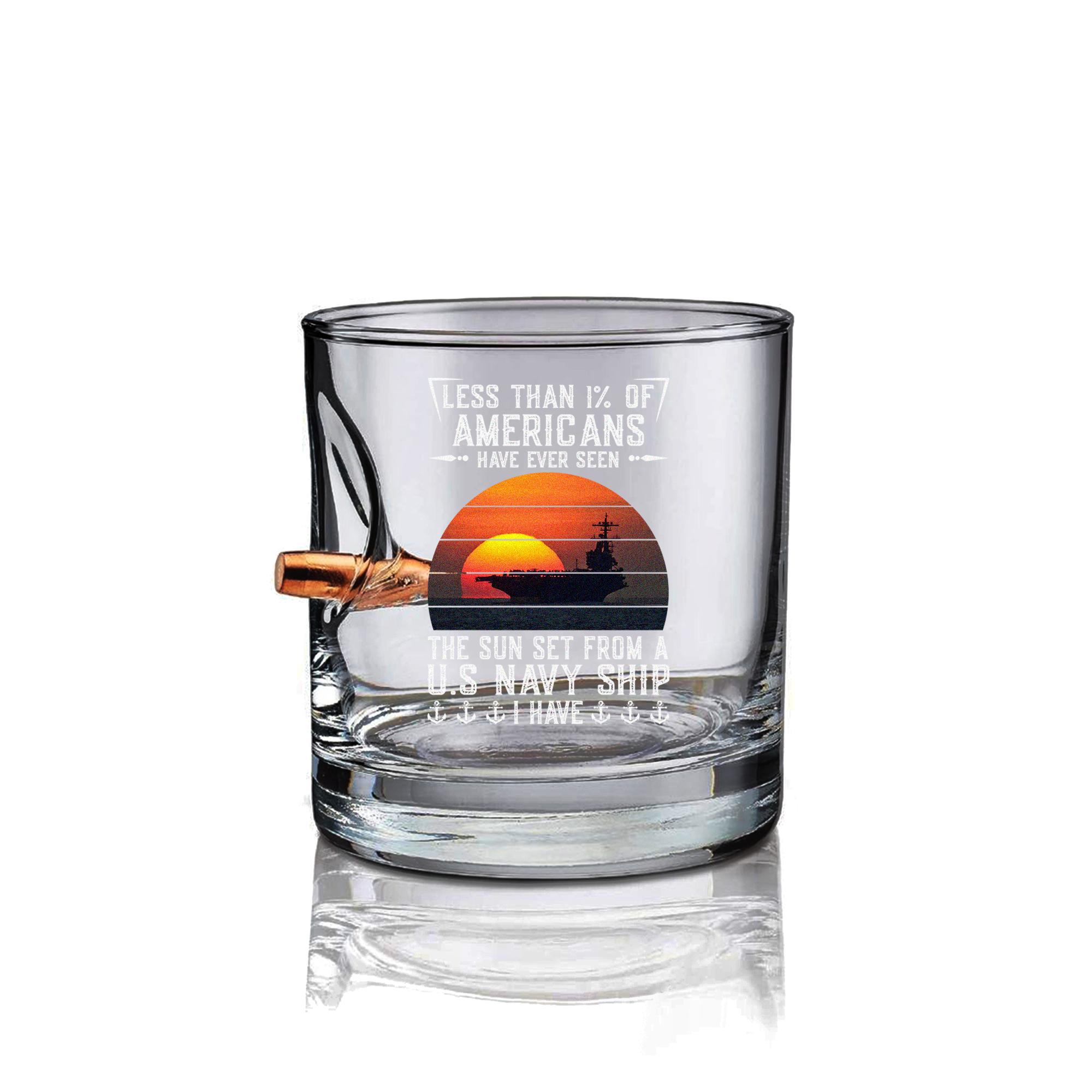 Less Than 1% Navy Ship Bullet Whiskey Glass