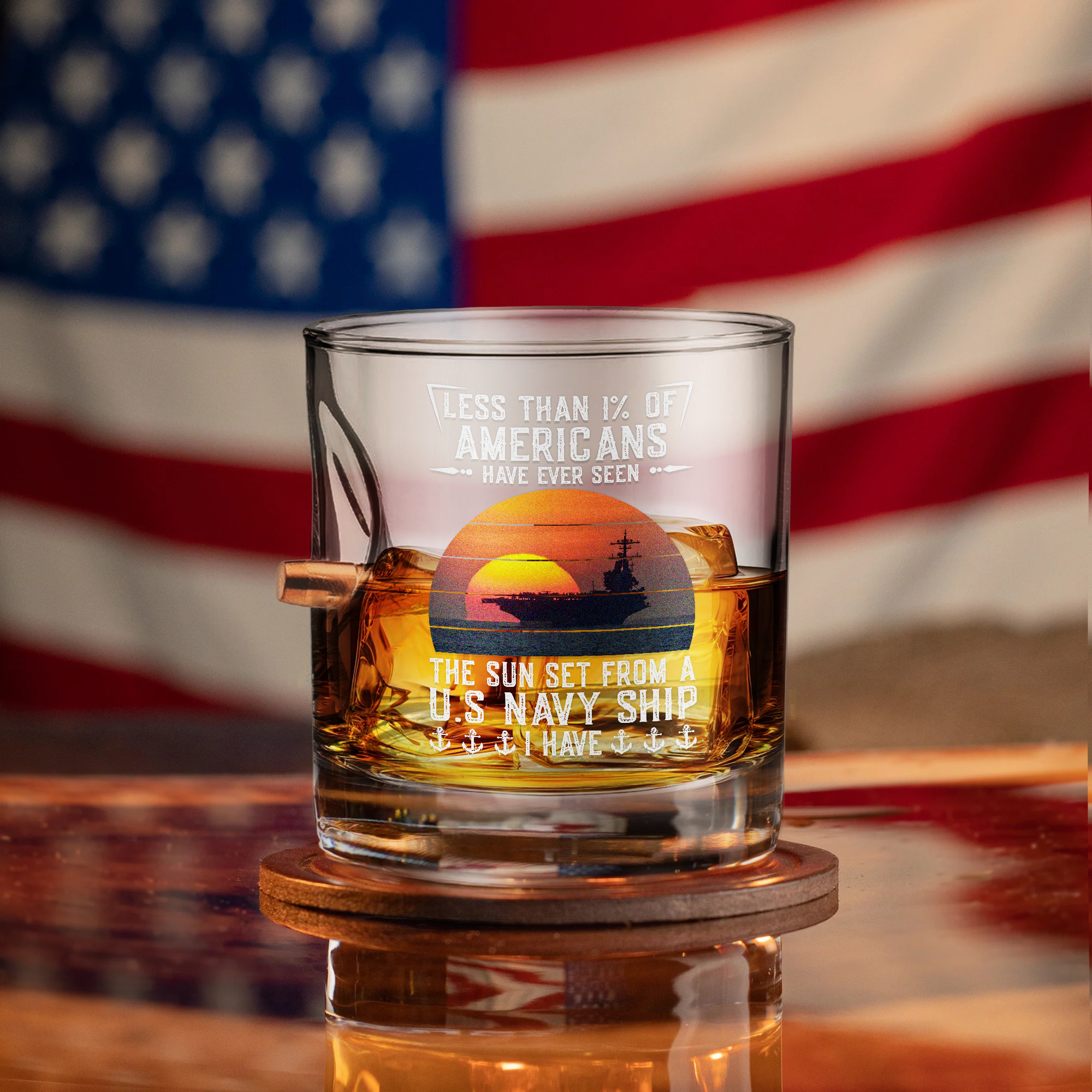 Less Than 1% Navy Ship Bullet Whiskey Glass