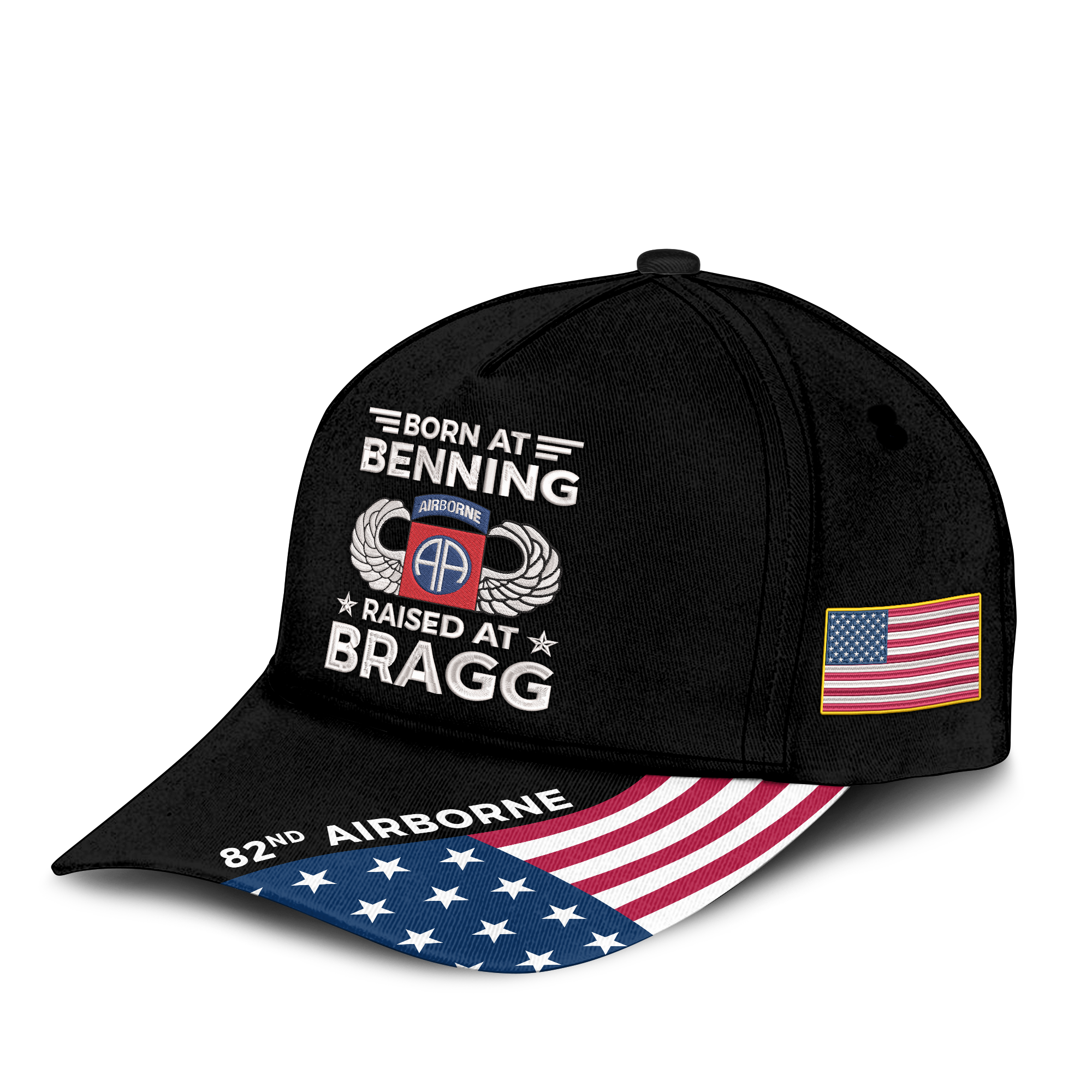 Born At Benning Raised At Bragg Embroidered & Printed Cap