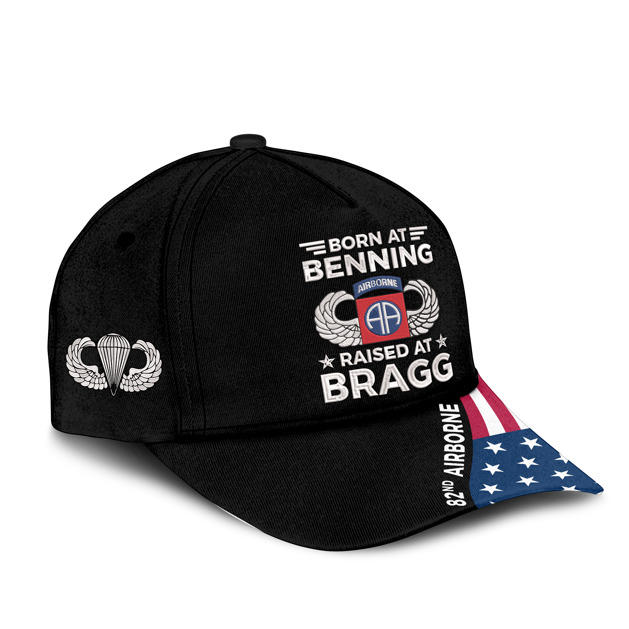 Born At Benning Raised At Bragg Embroidered & Printed Cap