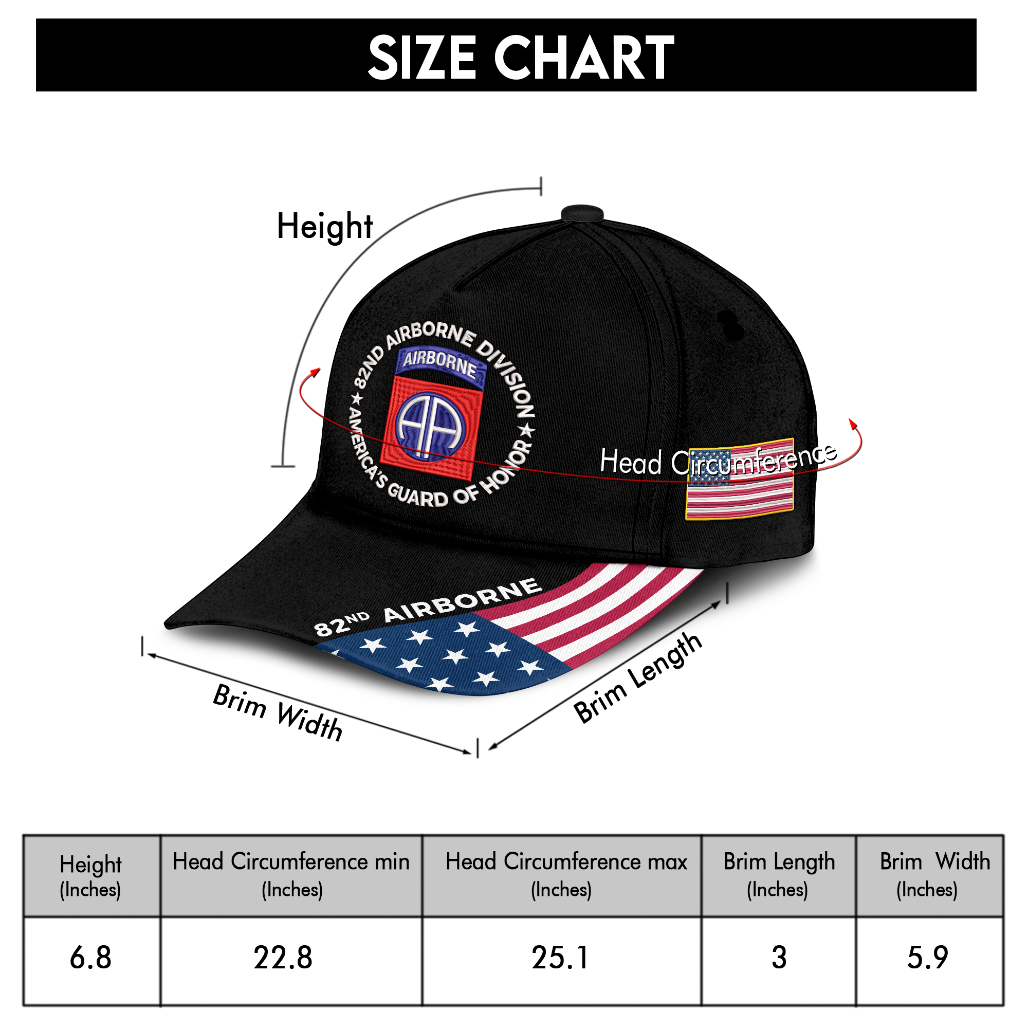 82nd Airborne Division Embroidered & Printed Cap