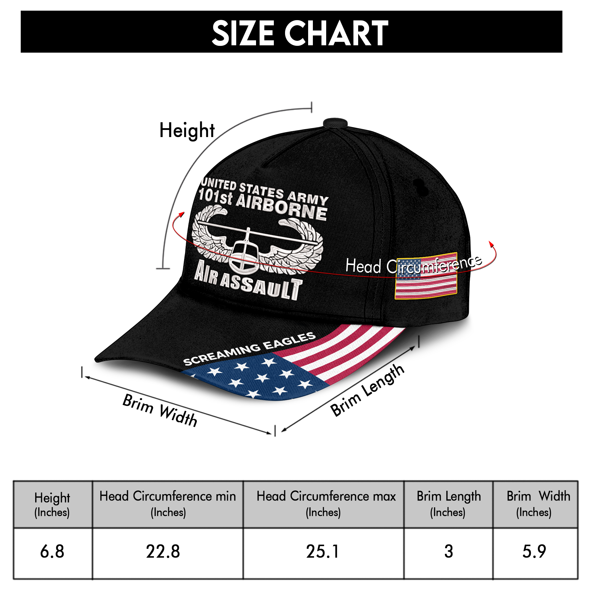 101st Airborne Air Assault Embroidered & Printed Cap