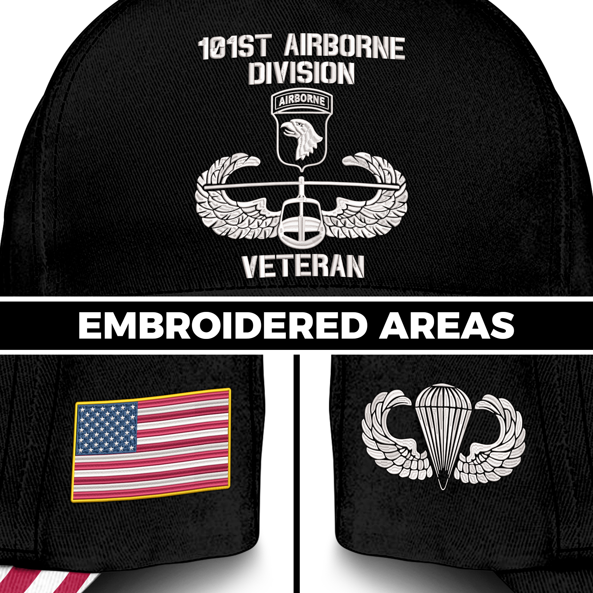 101st Airborne Division Veteran Embroidered & Printed Cap