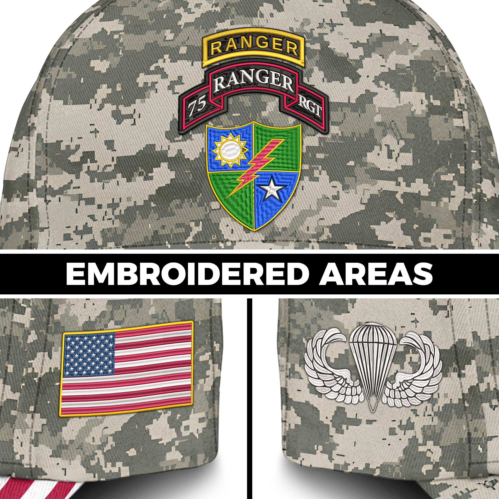 75th Ranger RGT Rangers Lead The Way Embroidered & Printed Cap