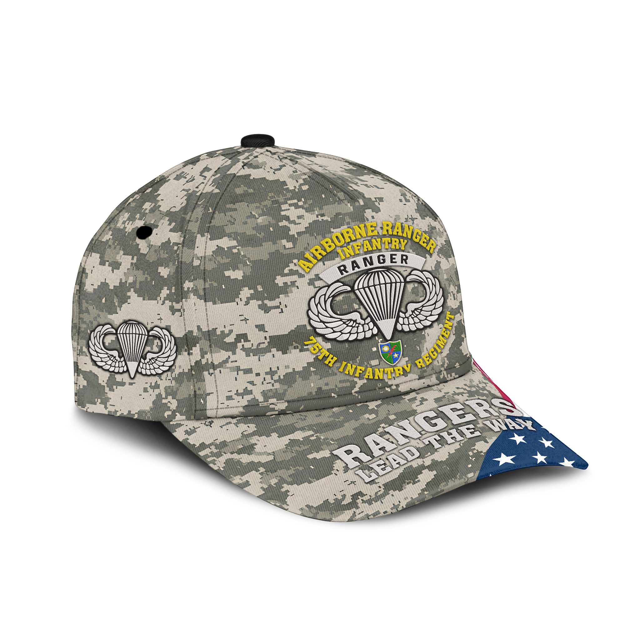 75th Infantry RGT Airborne Rangers Infantry Embroidered & Printed Cap