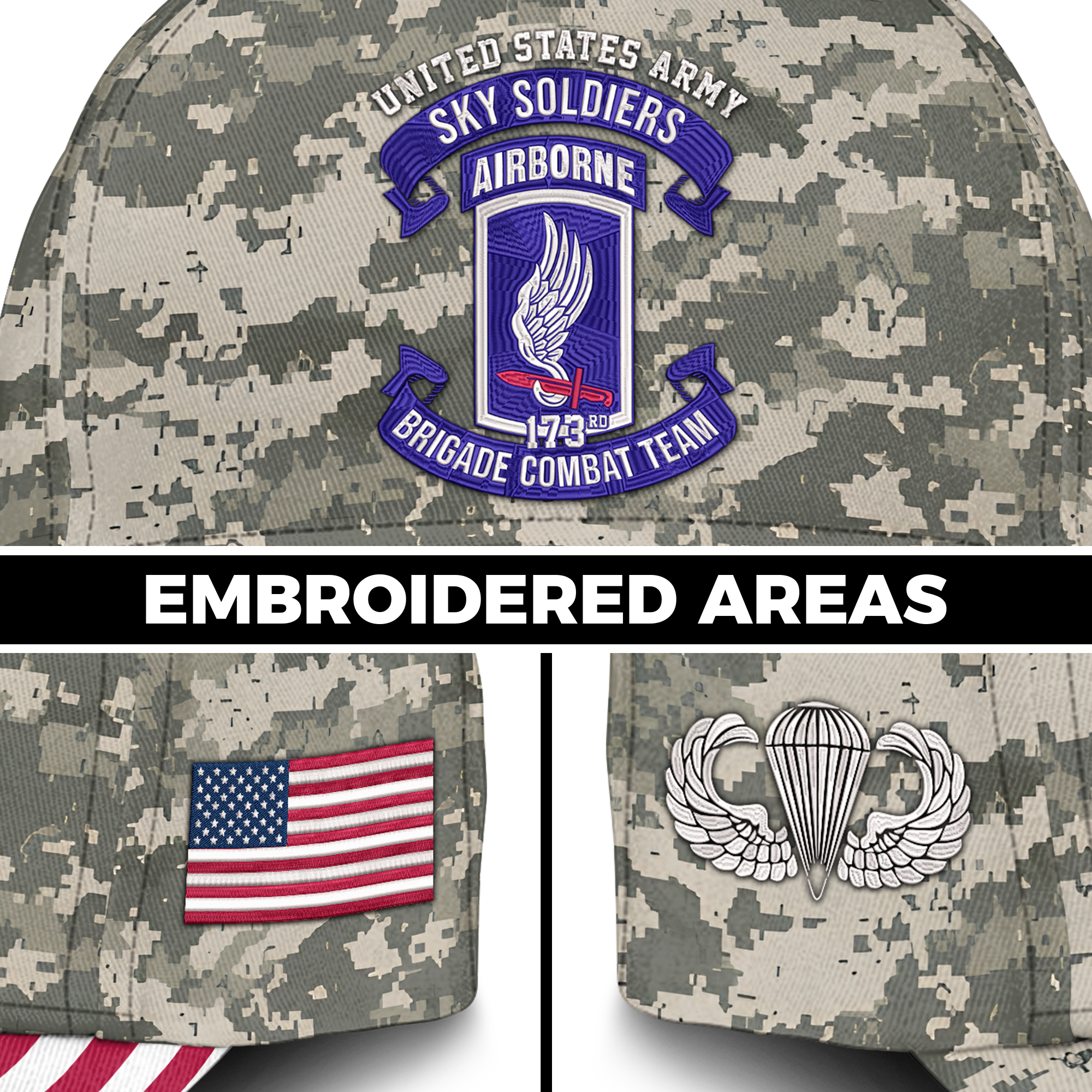 173rd Airborne Brigade Sky Soldiers Embroidered & Printed Cap