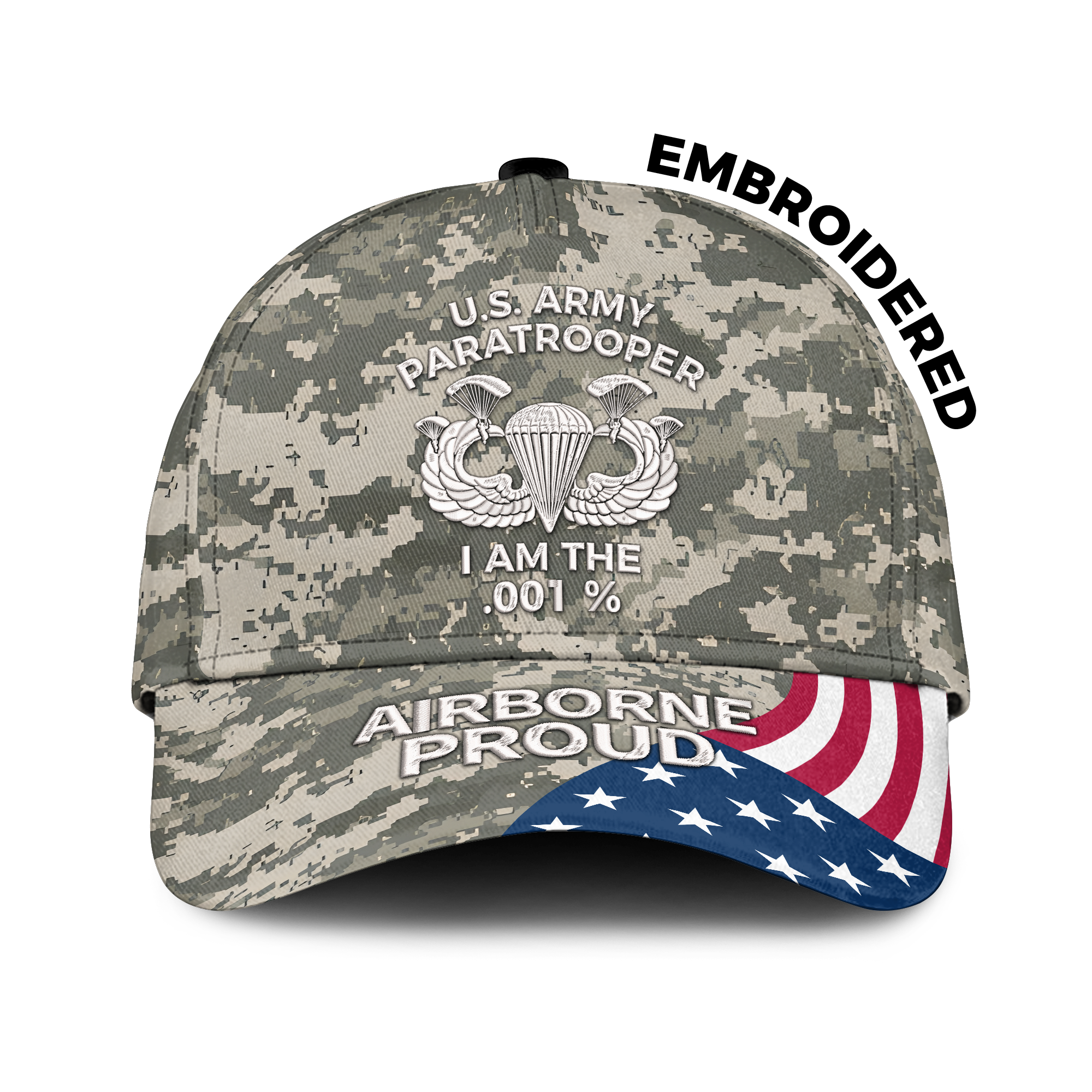 Army Paratrooper Airborne Proud Embroidered & Printed Cap