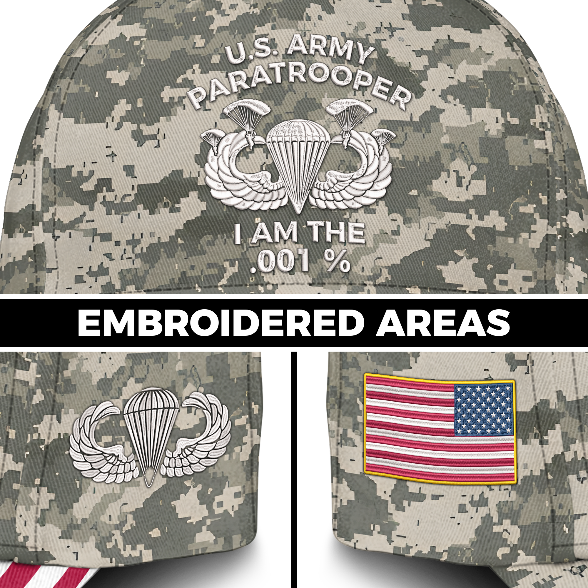 Army Paratrooper Airborne Proud Embroidered & Printed Cap