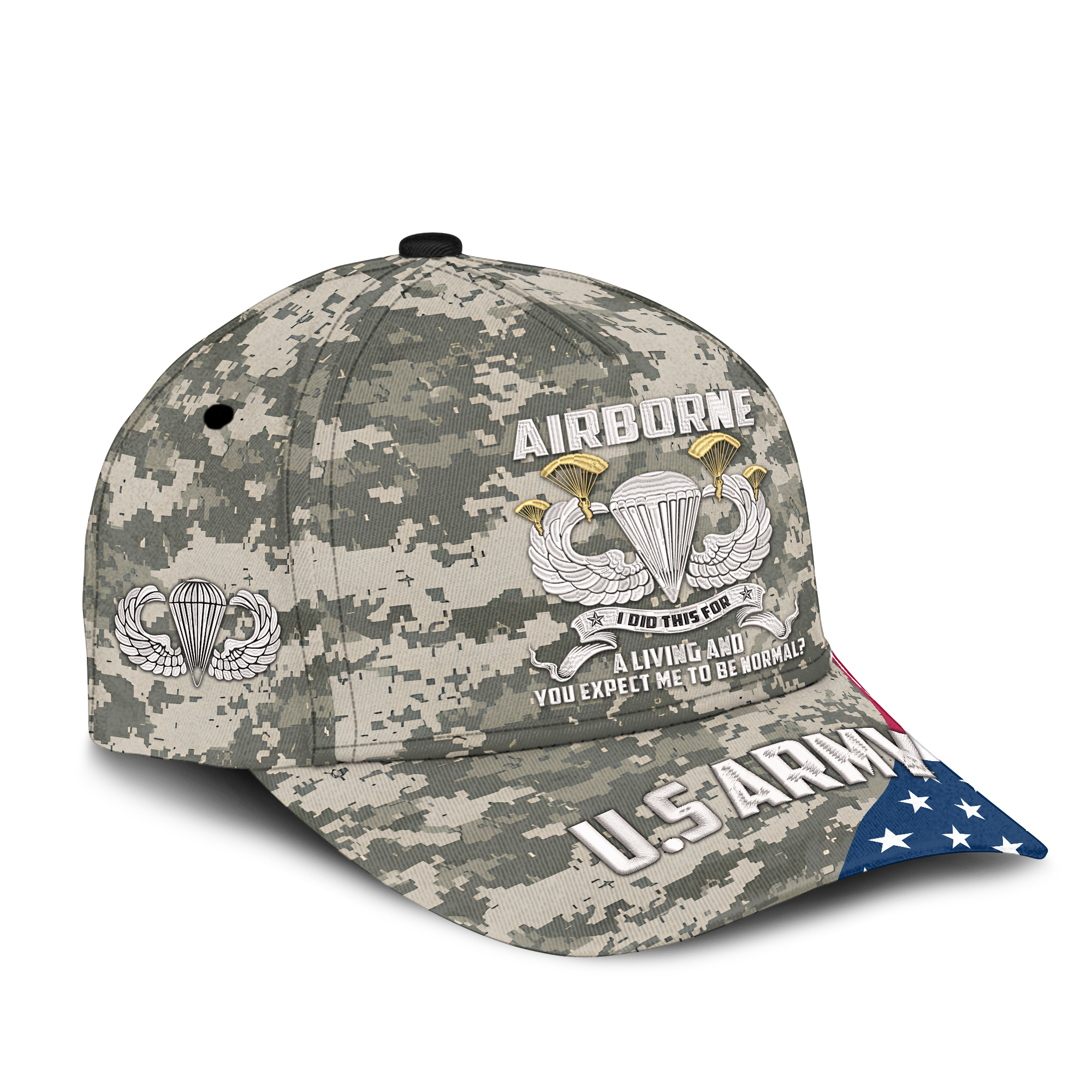 Airborne I Did This For A Living Embroidered & Printed Cap