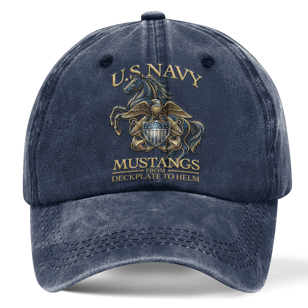 Personalizable Navy Mustangs From Deckplate To Helm Washed Cap