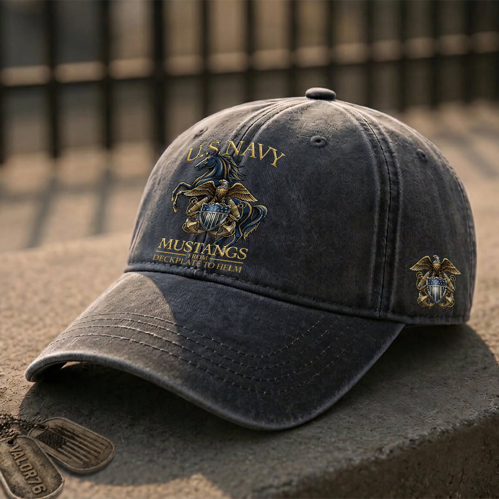Personalizable Navy Mustangs From Deckplate To Helm Washed Cap