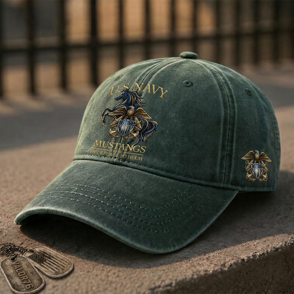 Personalizable Navy Mustangs From Deckplate To Helm Washed Cap