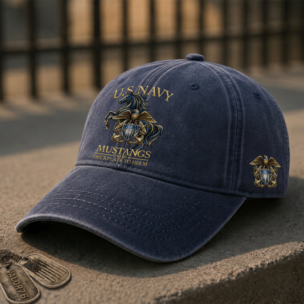 Personalizable Navy Mustangs From Deckplate To Helm Washed Cap