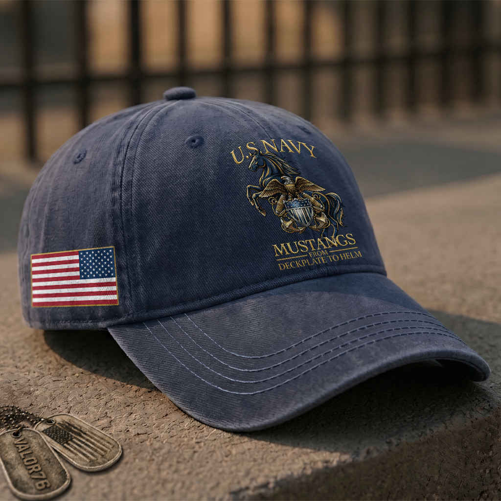 Personalizable Navy Mustangs From Deckplate To Helm Washed Cap
