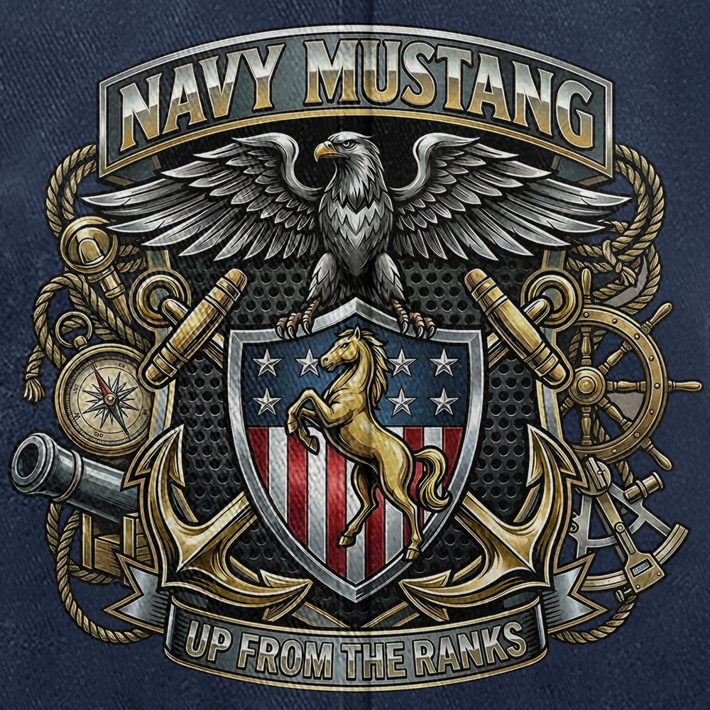 Personalizable Navy Mustangs Up From The Ranks Washed Cap
