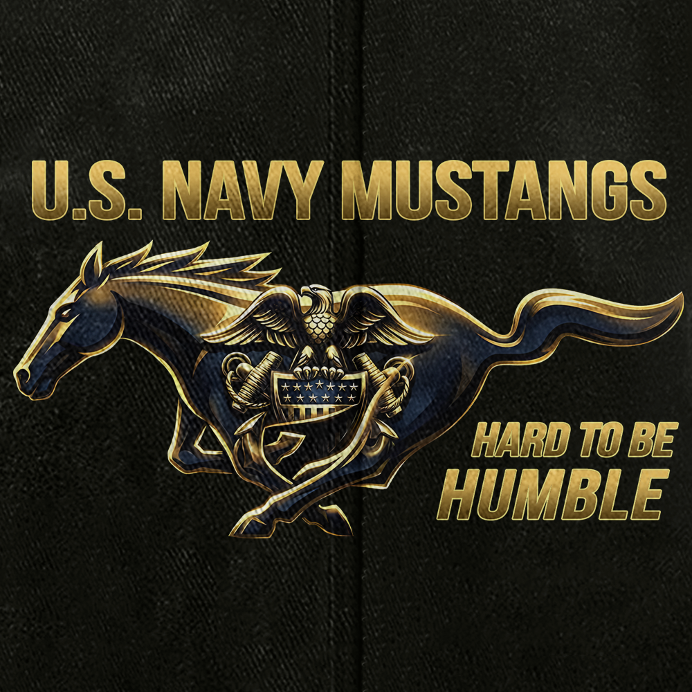 Personalizable Navy Mustangs Hard To Be Humble Washed Cap