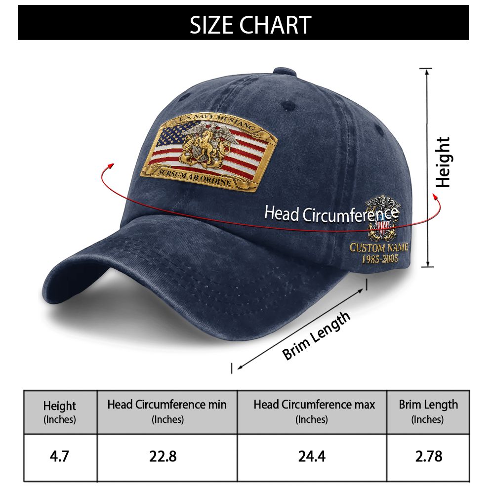 Personalizable Navy Mustang Sursum Ab Ordine Washed Cap